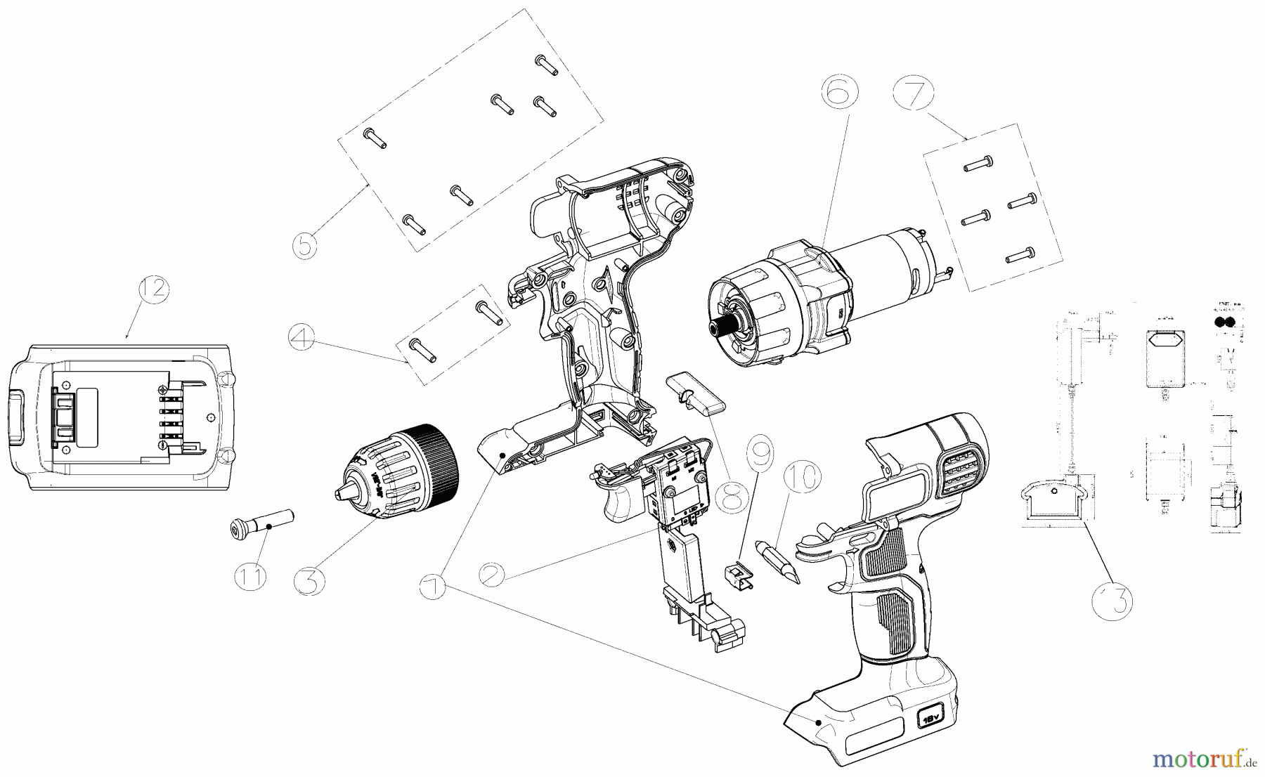 BLACK+DECKER INNENAUSSTATTUNG BOHRER AKKU-BOHRMASCHINE BDCD120VA Seite 1