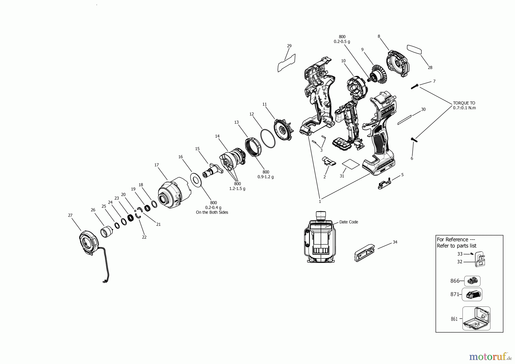  DEWALT AKKUBOHRER DRILLS, 20V SCHLAGSCHRAUBER DCF860N Seite 1