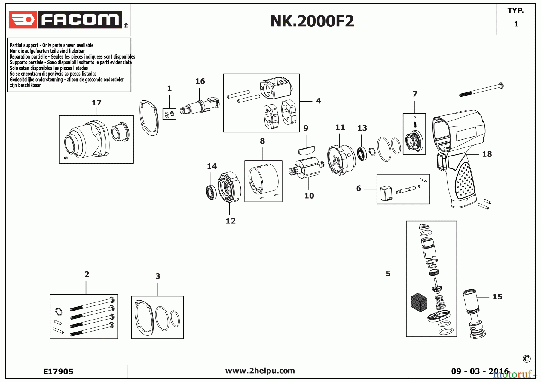  FACOM POWER TOOLS AIR TOOLS SCHLAGSCHRAUBENSCHL. NK.2000F2 Seite 1