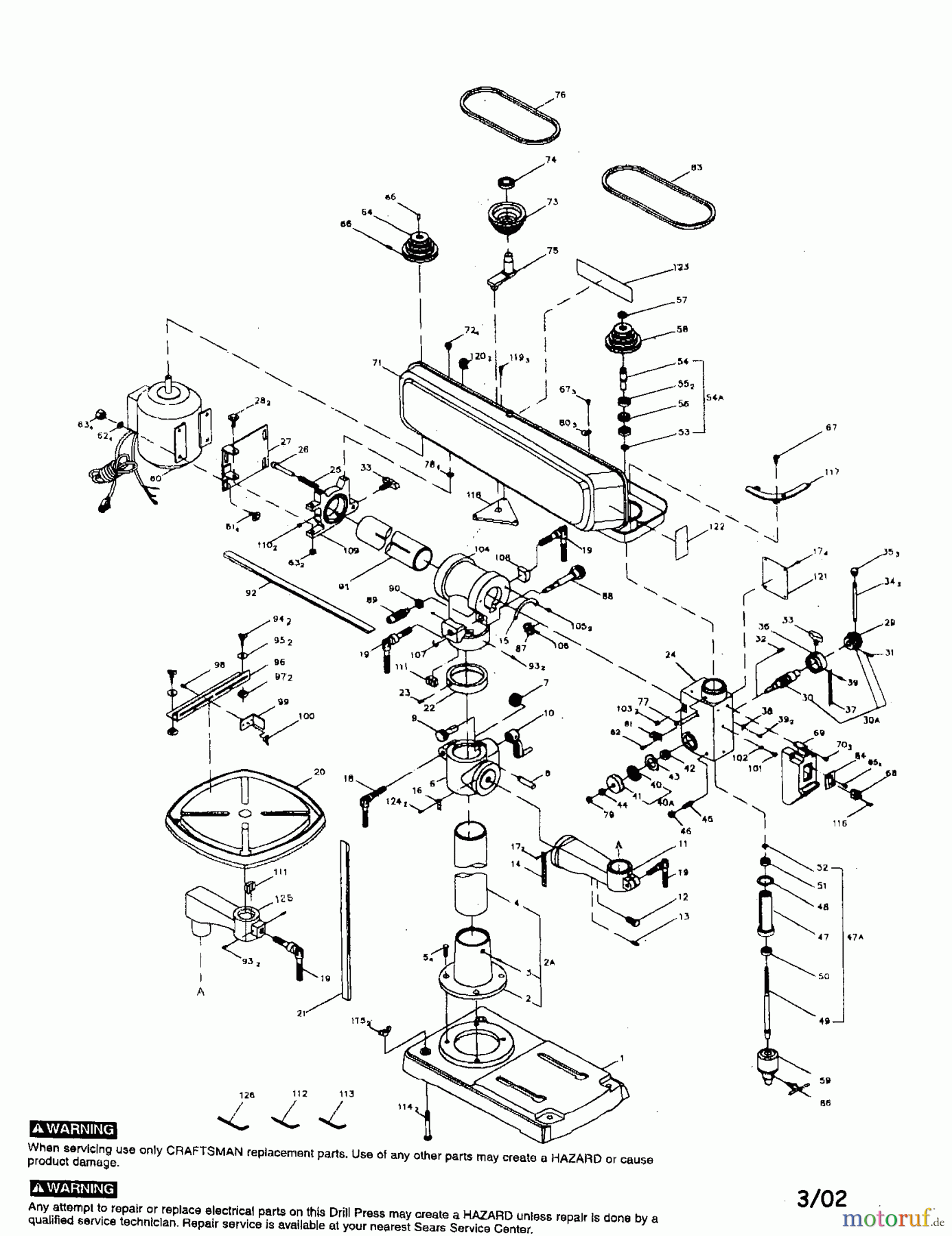 CRAFTSMAN Divers 34 DRILL PRESS 137.229340 Seite 1