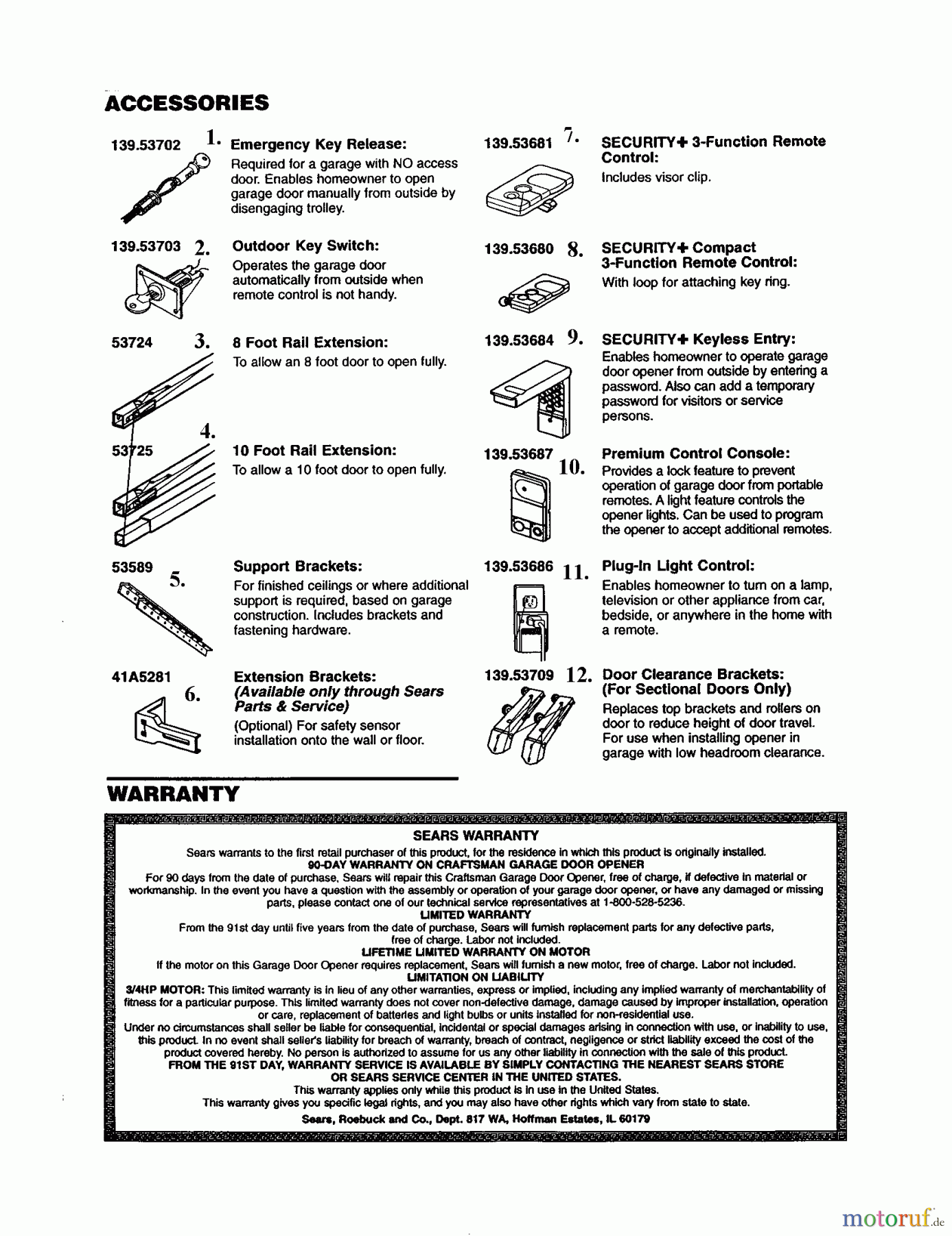 CRAFTSMAN Divers DE-GARAGE DOOR OPENER 139.53990 Seite 4