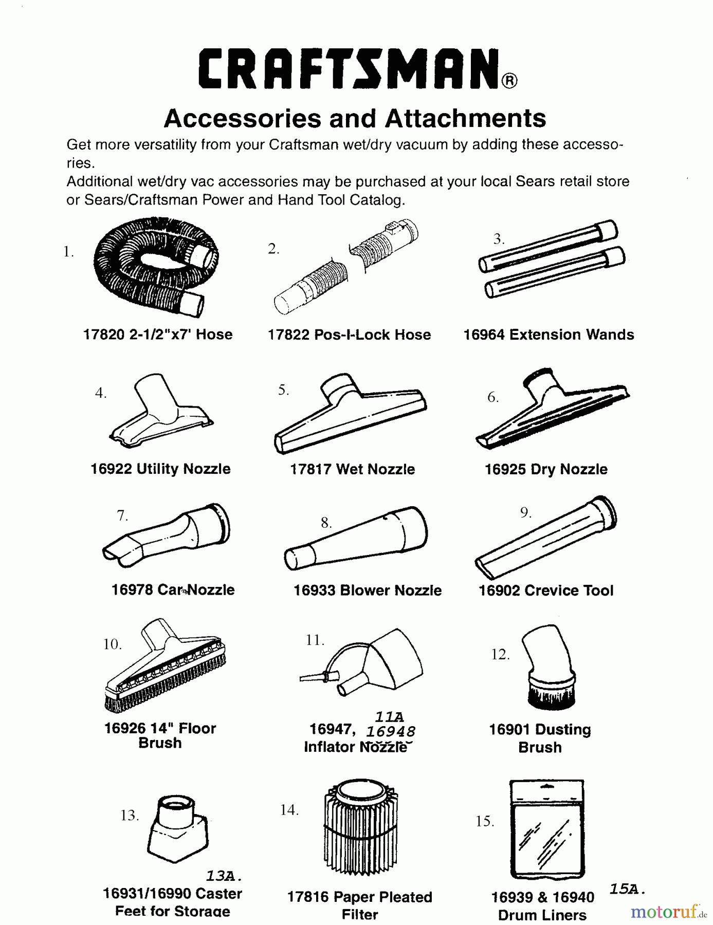 CRAFTSMAN Divers 16 WET/DRY VAC 113.177920 Seite 2