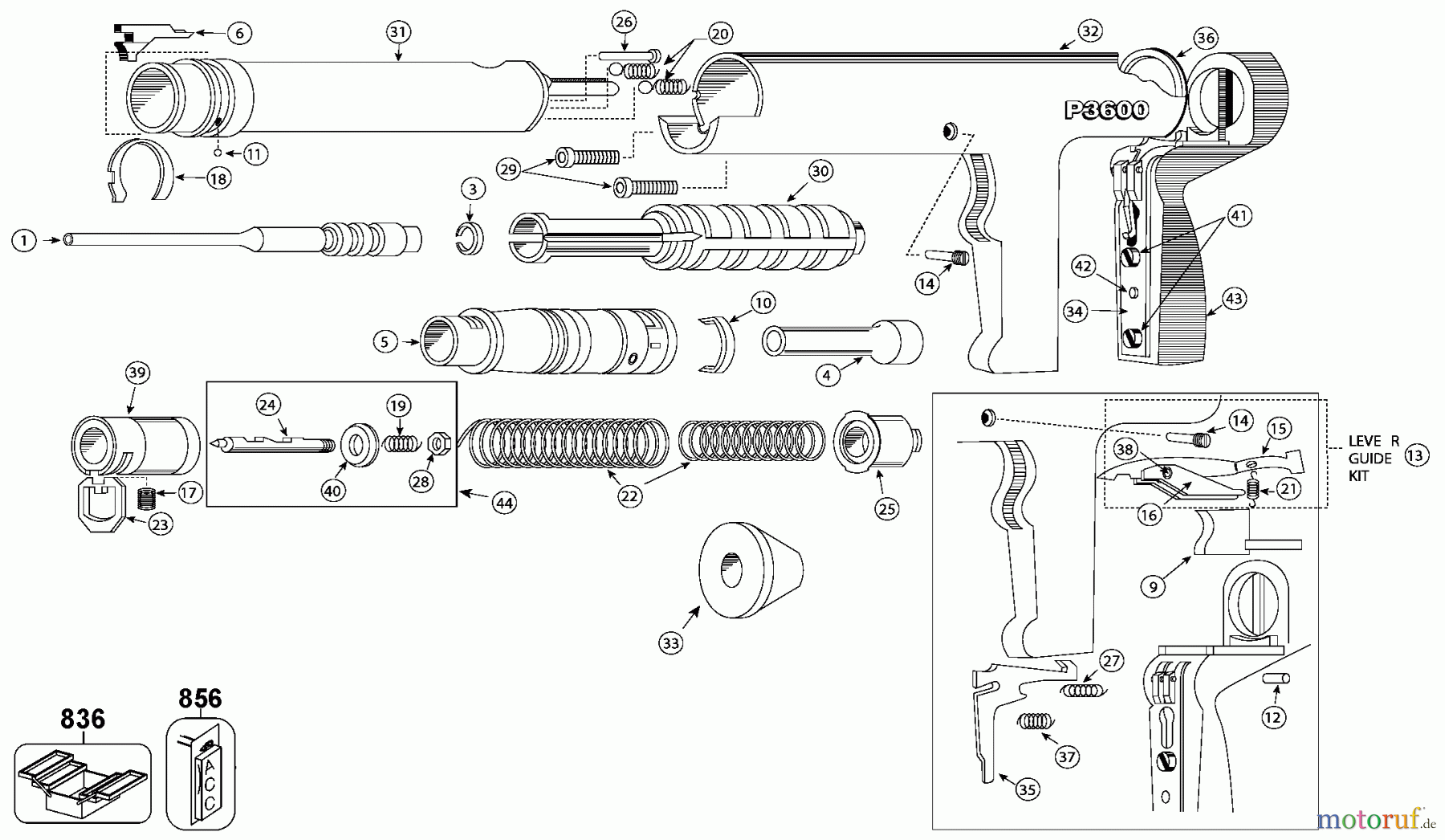 DEWALT BEFESTIGUNG PULVER AKTIVIERT P3600 POWDER TOOL DELUXE 52010-PWR Seite 1