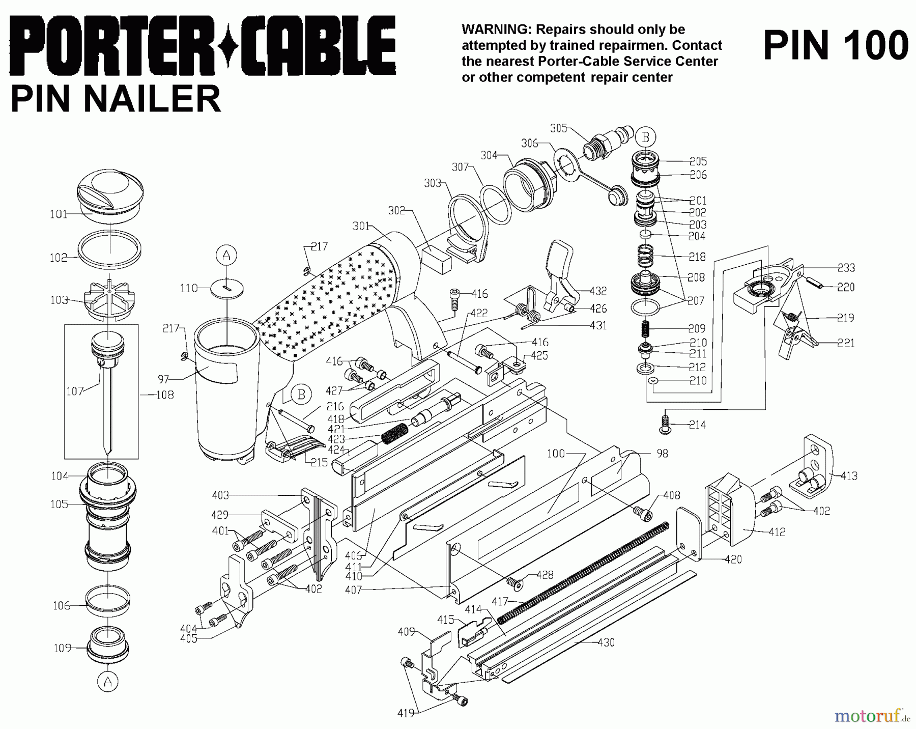  PORTER CABLE Divers 53448 PIN100 Seite 1