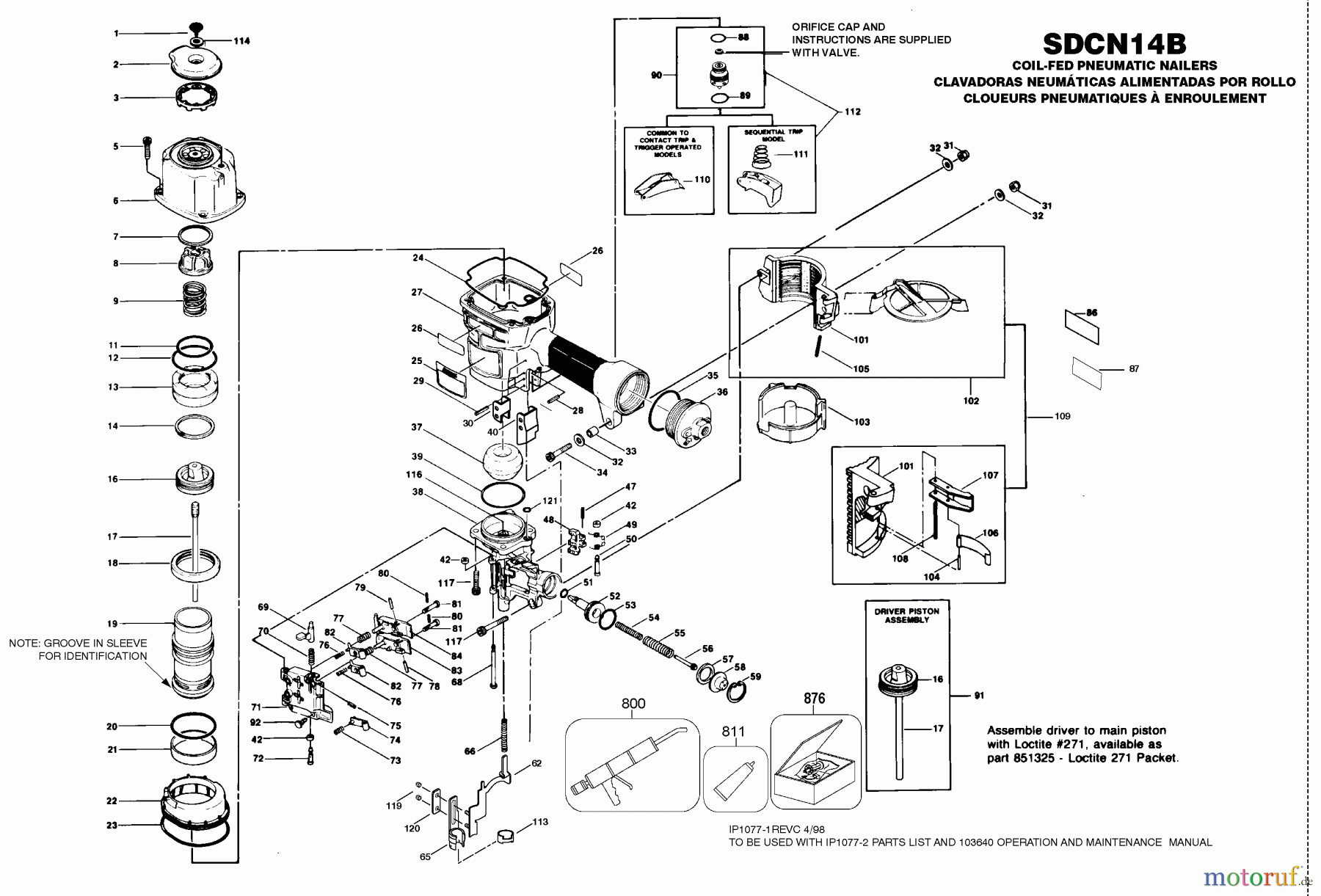BOSTITCH ACCESSORIES COIL-FED NAILER SDCN14B Seite 1