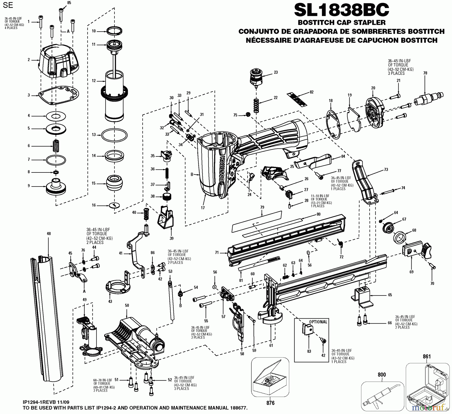 BOSTITCH STAPLER CAP STAPLER SL1838BC Seite 1