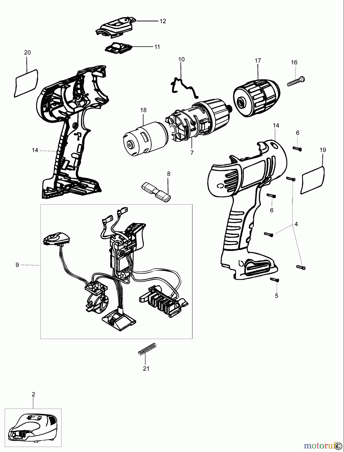 BLACK+DECKER INNENAUSSTATTUNG BOHRER AKKU-BOHRMASCHINE HP148F2 Seite 1