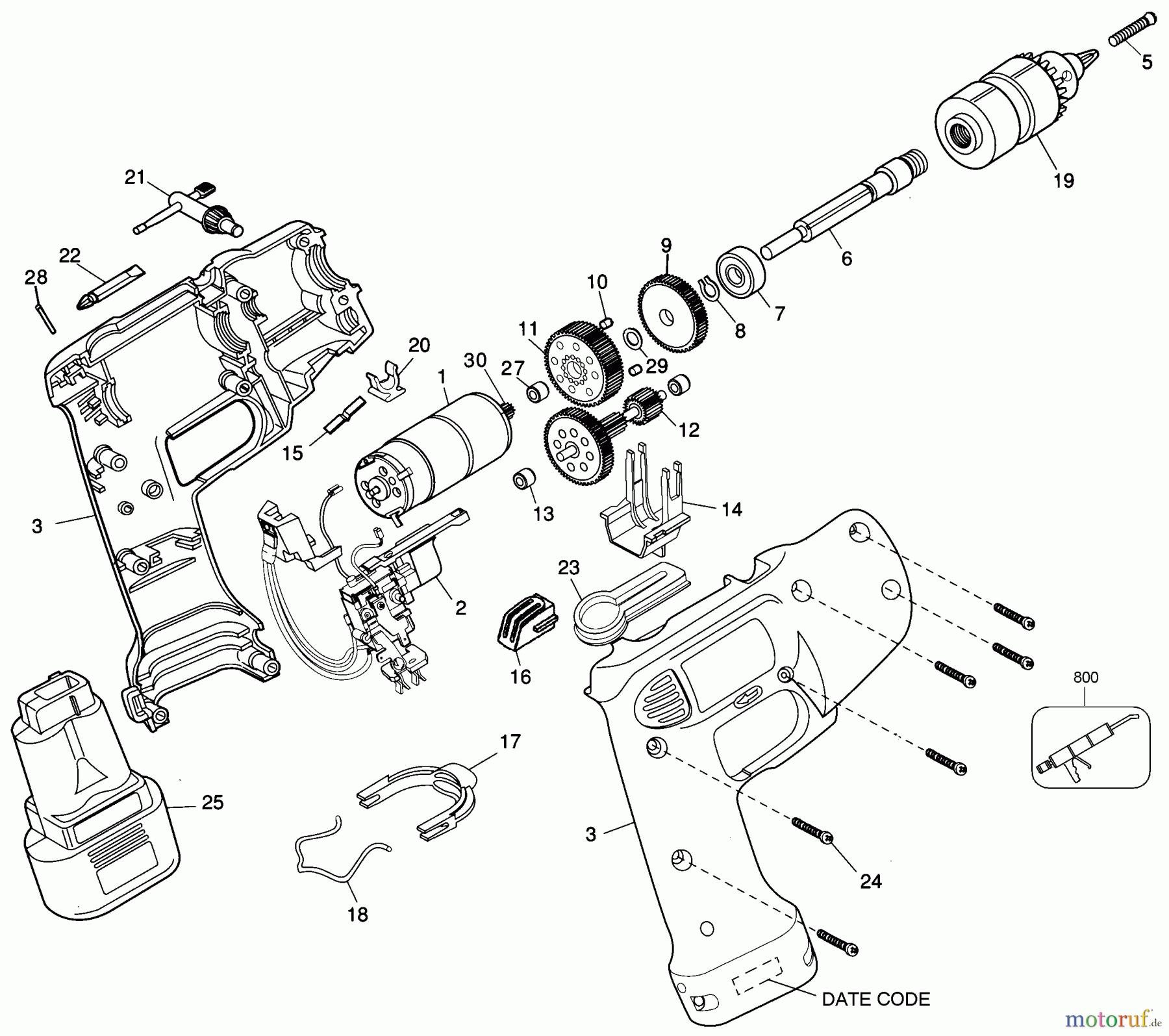BLACK+DECKER INNENAUSSTATTUNG SCHRAUBENDREHER, KNARREN UND SCHRAUBENSCHLÜSSEL ELU CORDLESS DRILL MAB96-51 Seite 1