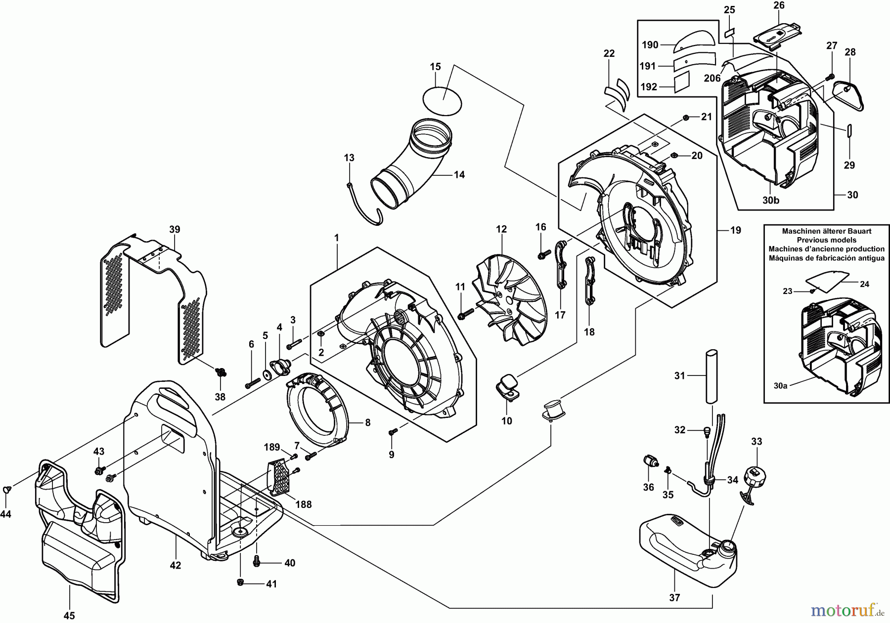  Dolmar Blasgeräte Benzin PB-7600.4 1  Gebläsegehäuse, Tank