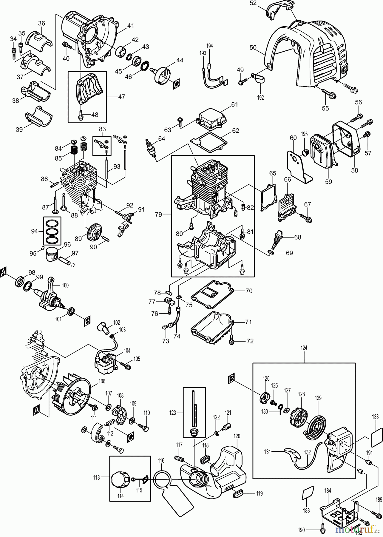  Dolmar Motorsensen & Trimmer Benzin 4-Takt MS-245.4 C (USA) 3  Kurbelgehäuse, Zylinder, Zündung, Schalldämpfer, Kraftstofftank