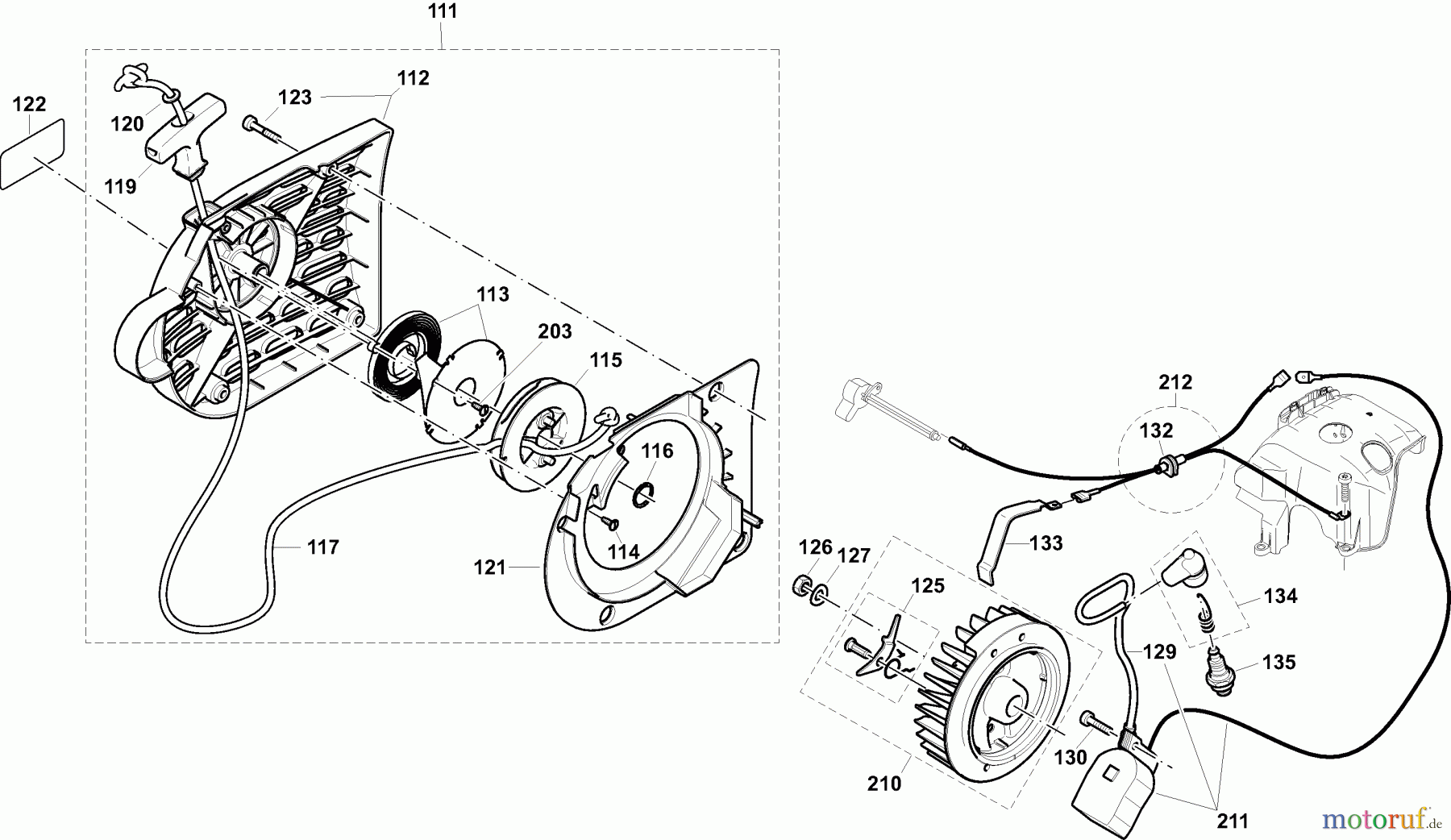 Dolmar Trennschleifer Benzin PC-6430 C (USA) 5 Anwerfvorrichtung, Magnetzünder