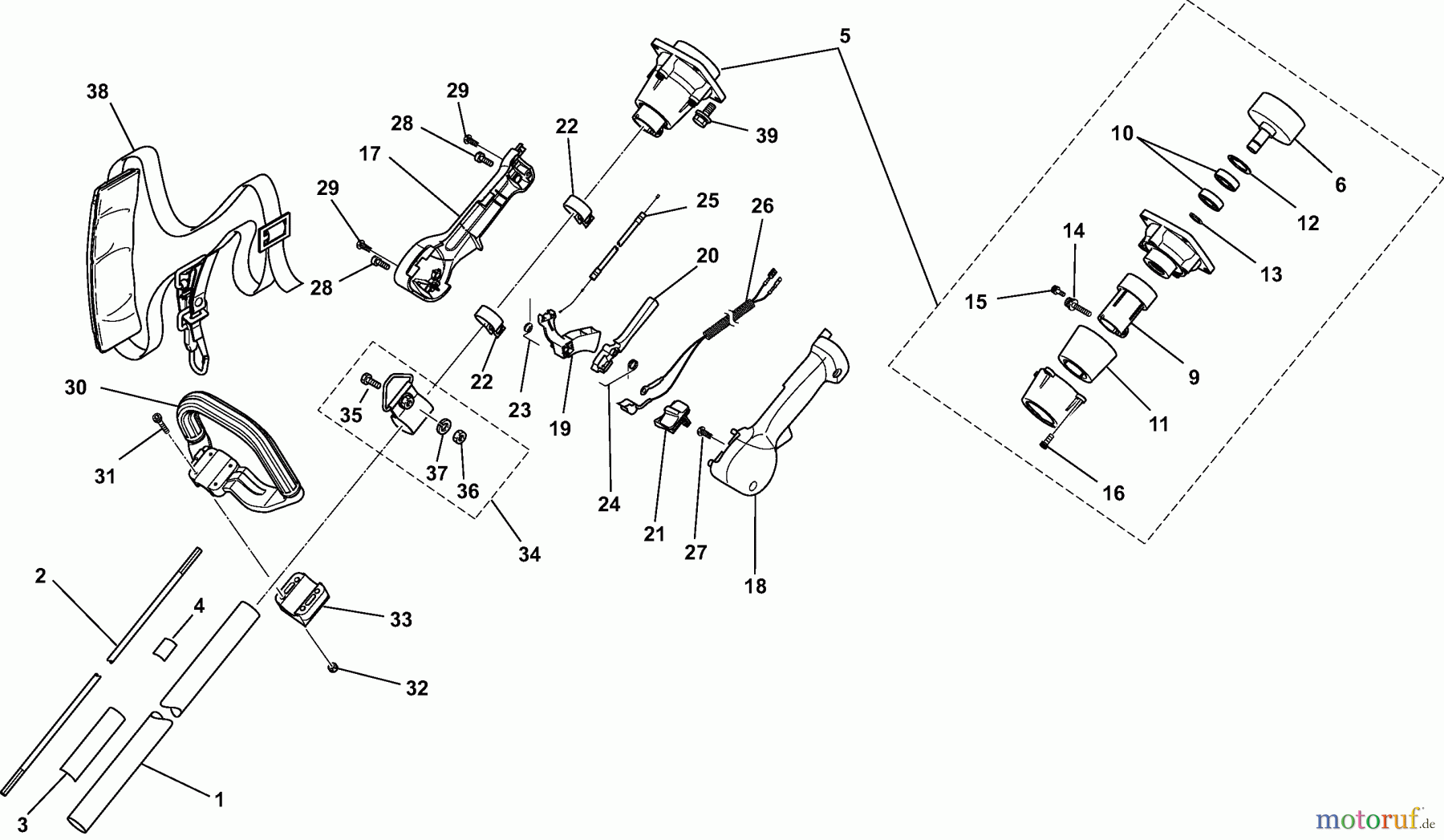 Dolmar Motorsensen & Trimmer Benzin 2-Takt MS-261 C (USA) 16-1 C - Schaftrohr, Handgriff