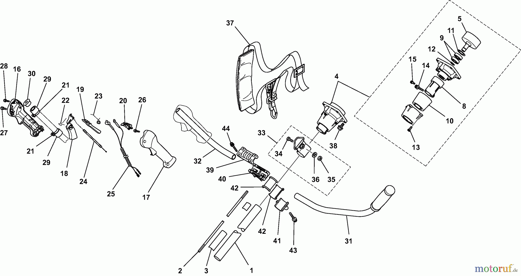  Dolmar Motorsensen & Trimmer Benzin 2-Takt MS-261 U (USA) 16-2  U - Schaftrohr, Handgriff
