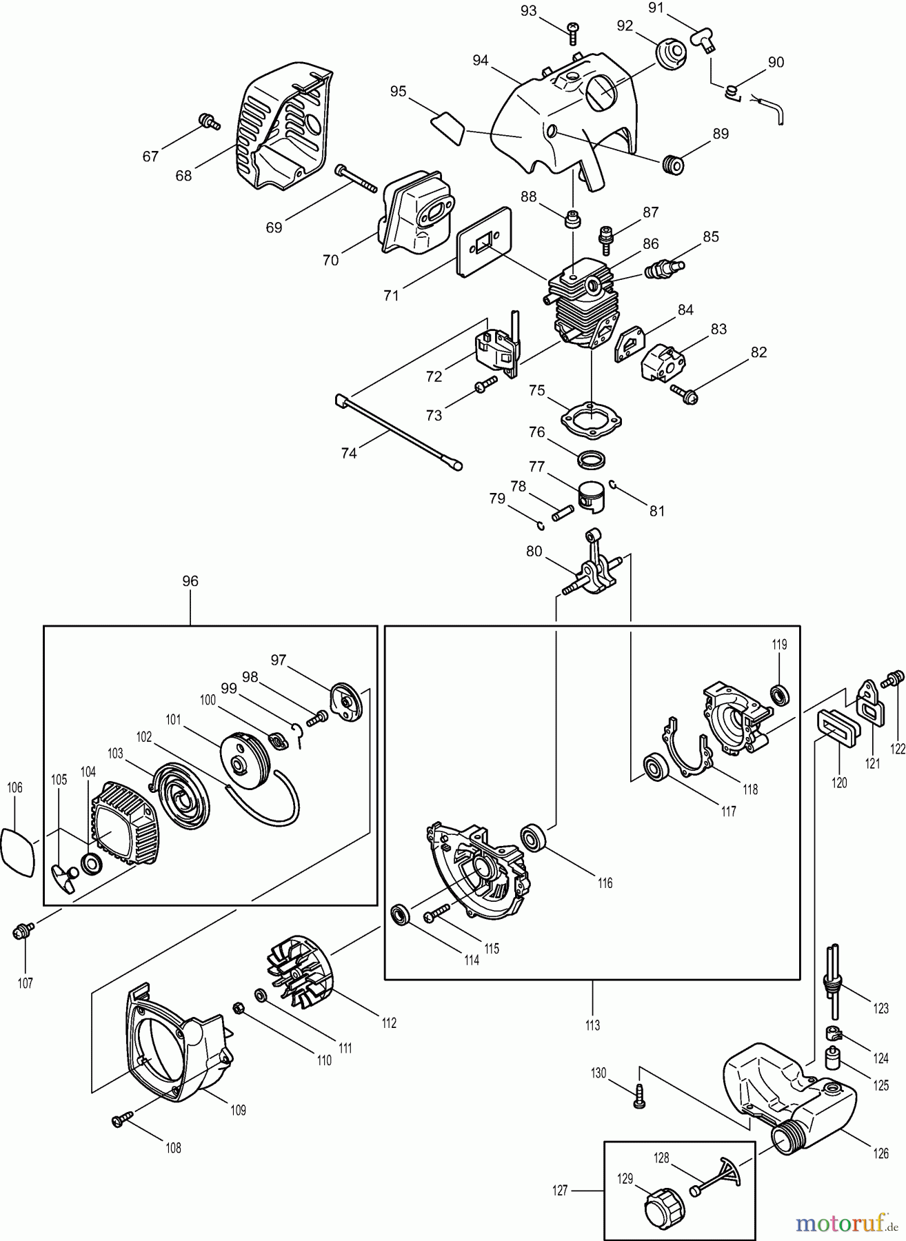 Dolmar Heckenscheren Benzin HT-2249 D (USA) 2  Kurbelgehäuse, Zylinder, Schalldämpfer, Zündung