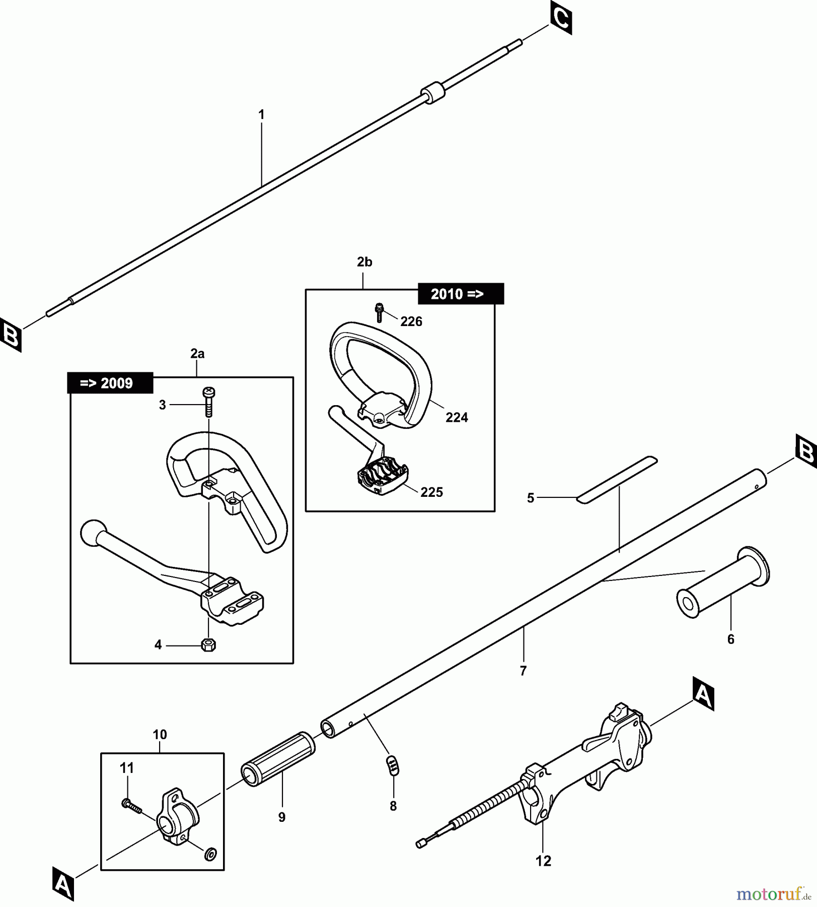 Dolmar Heckenscheren Benzin MH-2556 (USA) MH-2556 (USA 2010=>) 1 Hauptrohr, Handgriff