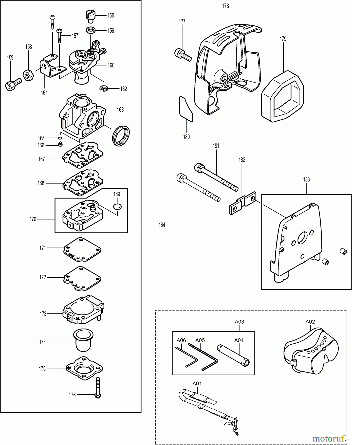 Dolmar Heckenscheren Benzin MH-2556 (USA) MH-2556 (USA 2010=>) 5 Vergaser, Luftfilter, Zubehör