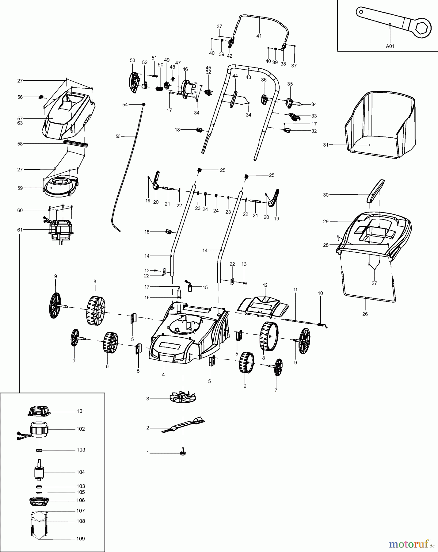 Dolmar Rasenmäher Elektro EM-37 1 EM-33,37; ELM3310,3710 (SCHUKO / UK))