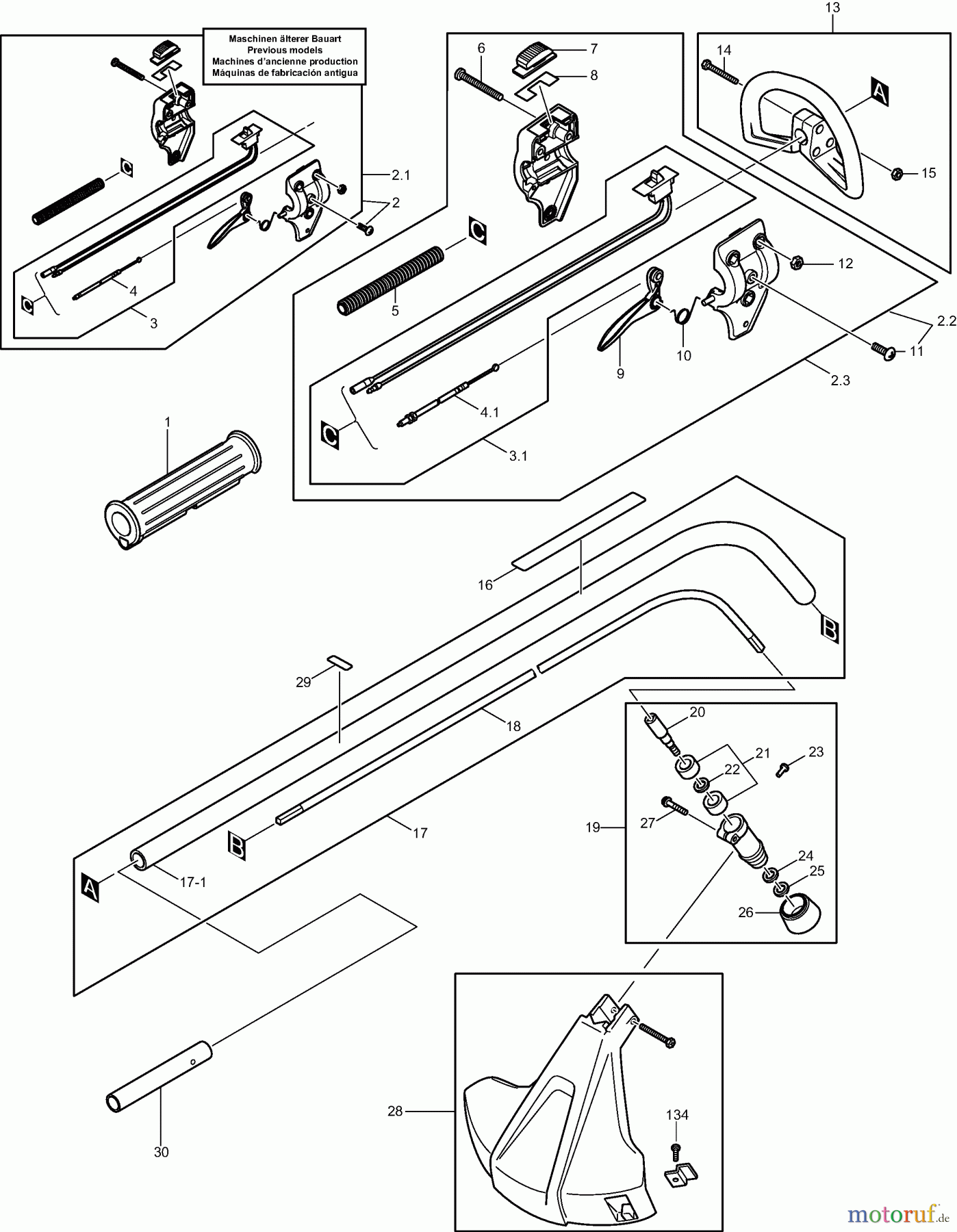 Dolmar Motorsensen & Trimmer Benzin 2-Takt LT-210 1 Hauptrohr, Getriebe, Schutzhaube