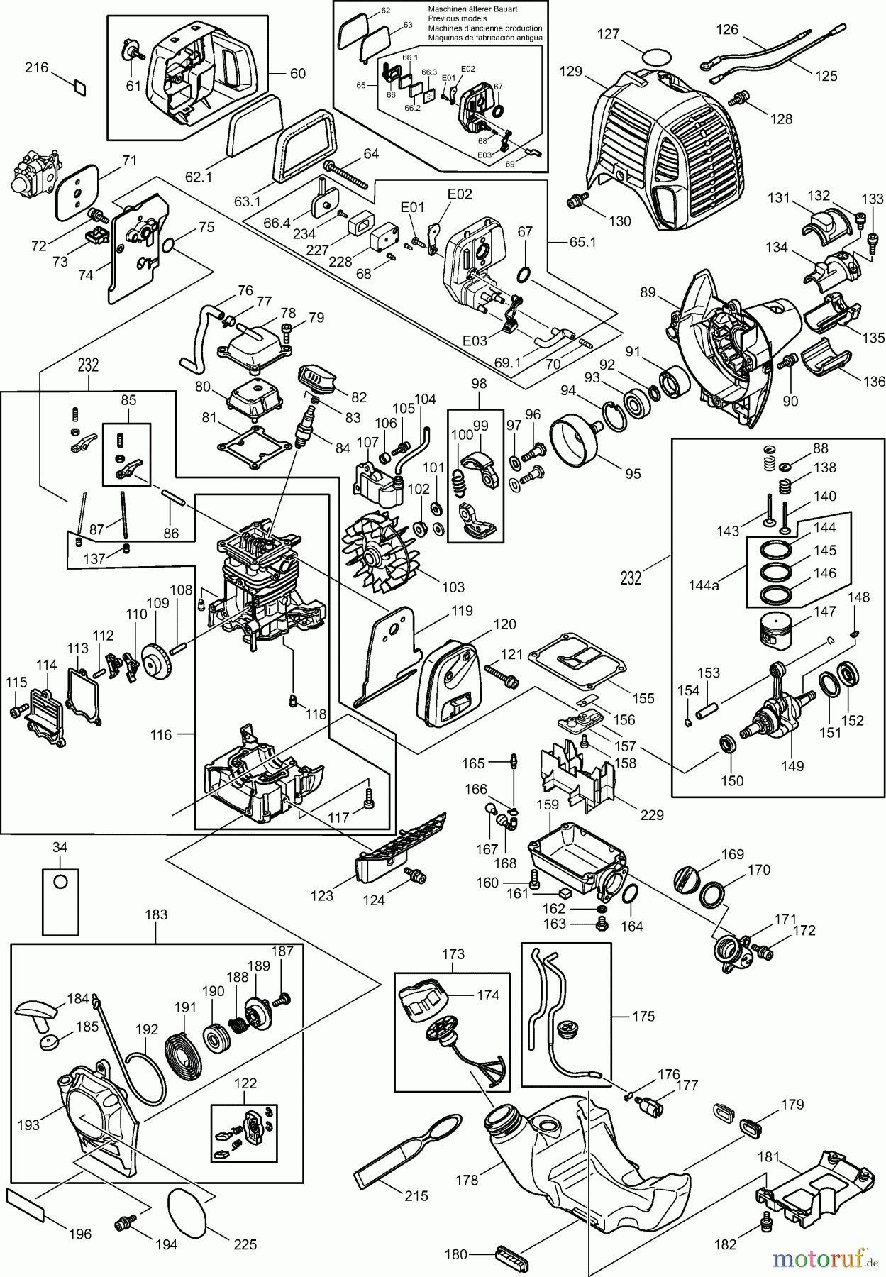  Dolmar Motorsensen & Trimmer Benzin 4-Takt MS-246.4 CE 3  Kurbelgehäuse, Zylinder, Zündung, Schalldämpfer, Kraftstofftank