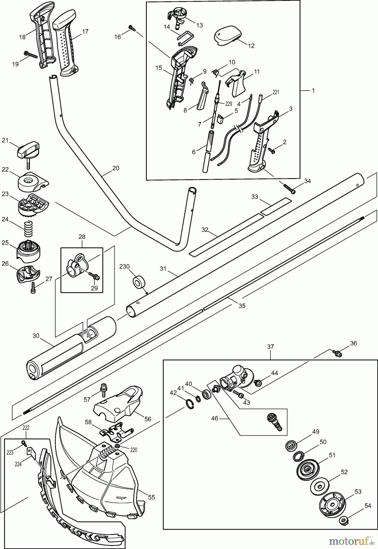  Dolmar Motorsensen & Trimmer Benzin 4-Takt MS-246.4 UE 1  Hauptrohr, Griff, Schutzhaube, Getriebe