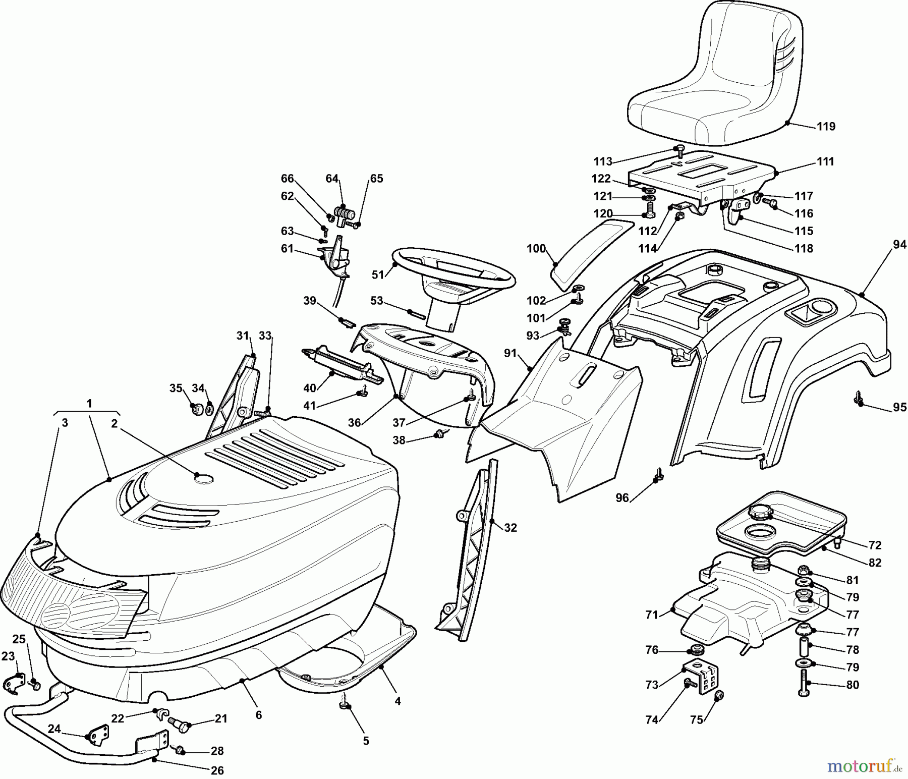  Dolmar Rasentraktoren TM-98.14 H2D TM-98.14 H2D (2009) 2  KARROSSERIE
