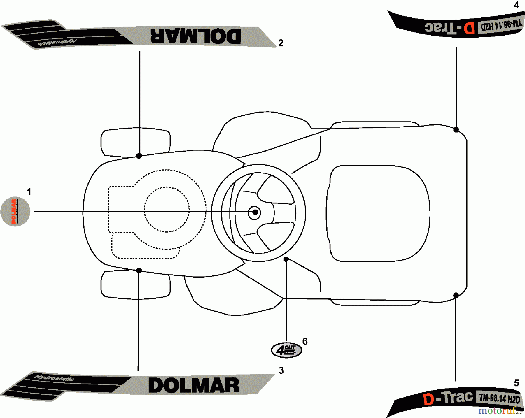  Dolmar Rasentraktoren TM-98.14 H2D TM-98.14 H2D (2009) 13  AUFKLEBER