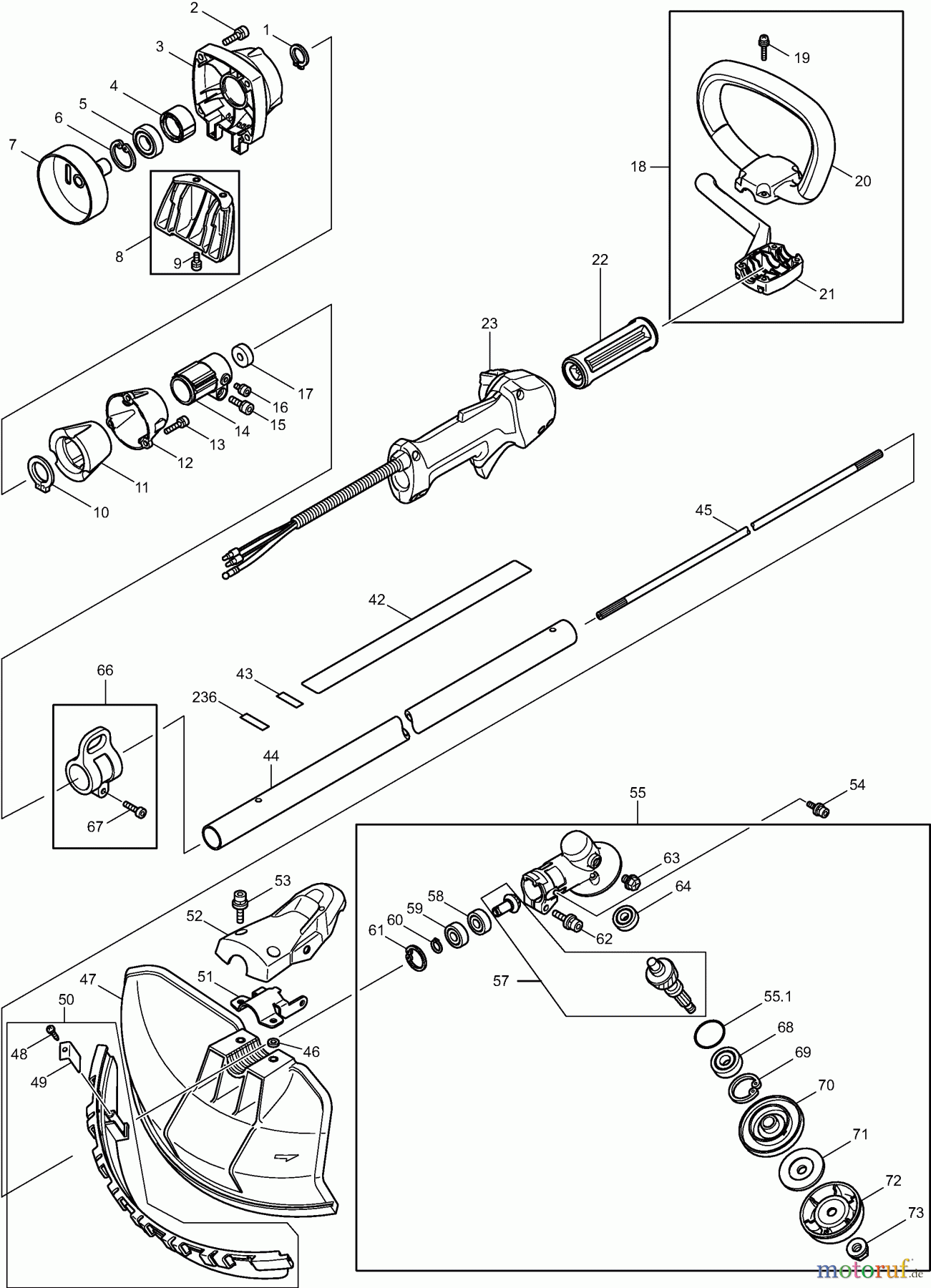  Dolmar Motorsensen & Trimmer Benzin 4-Takt MS3354C 1  Hauptrohr, Griff, Schutzhaube, Getriebegehäuse