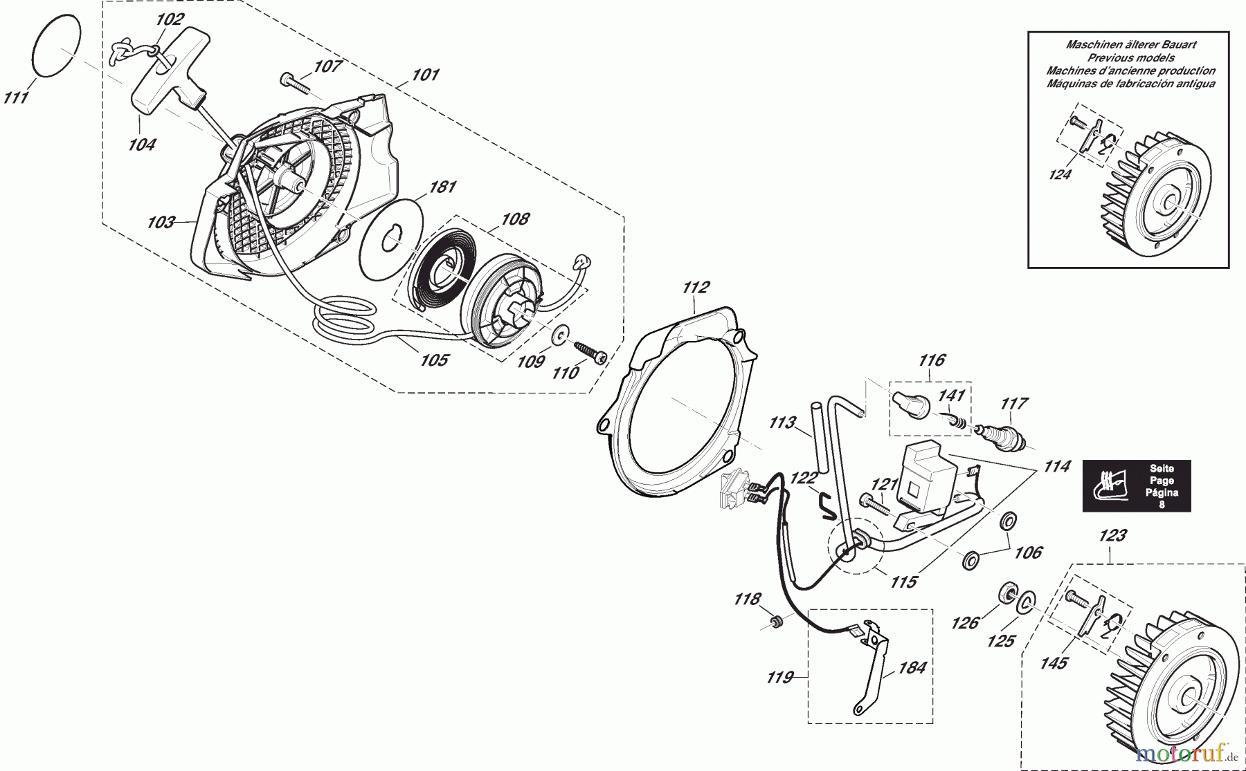 Dolmar Kettensägen Benzin Kettensäge PS-7310 H (USA,CDN) 4 Zündelektronik, Anwerfvorrichtung