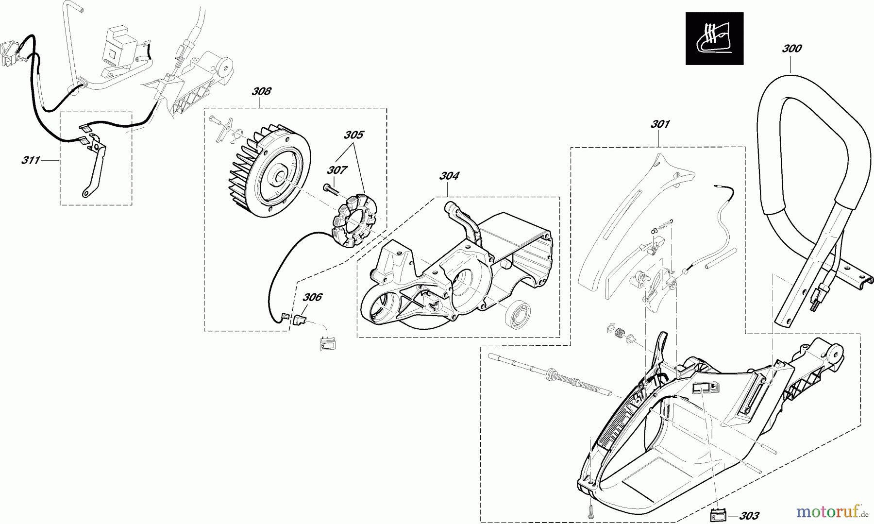 Dolmar Kettensägen Benzin Kettensäge PS7910H 8 Spezialteile für Ausrüstung mit elektrischer Griffheizung