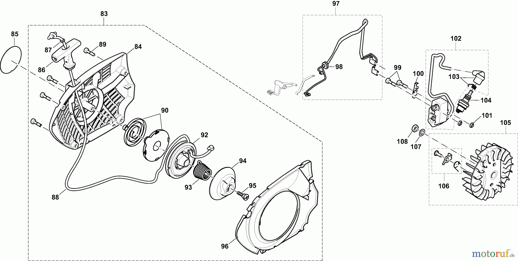 Dolmar Trennschleifer Benzin PC6112 5 Anwerfvorrichtung, Magnetzünder