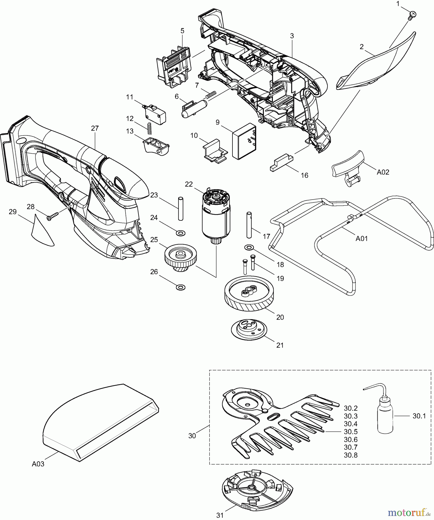 Dolmar Grasscheren Akku AX1820 1 Gehäuse, Motor