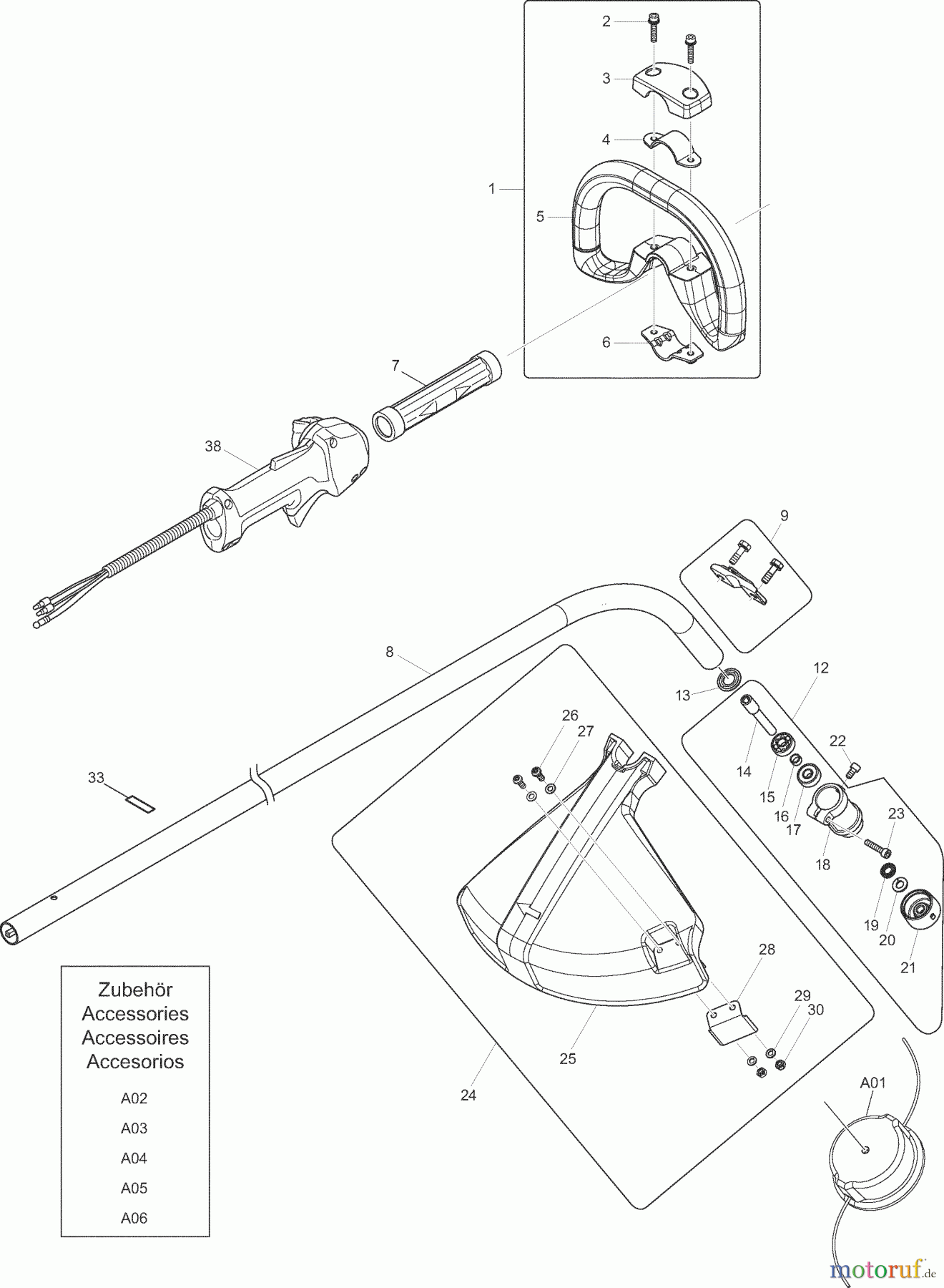 Dolmar Motorsensen & Trimmer Benzin 4-Takt LT2454 1 Schaftrohr, Handgriff