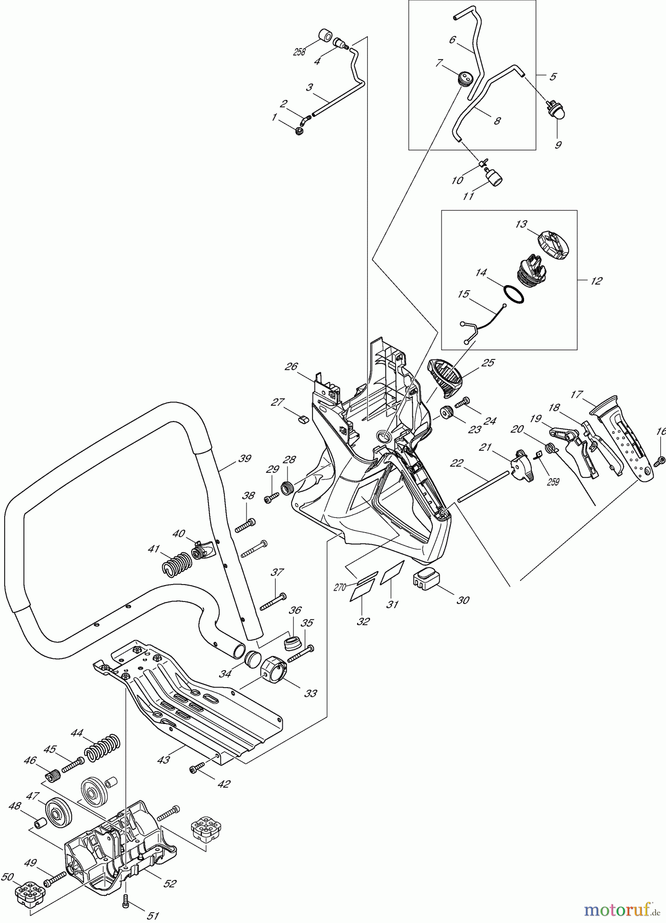 Dolmar Trennschleifer Benzin PC7614V 1 Kraftstofftank, Bügelgriff