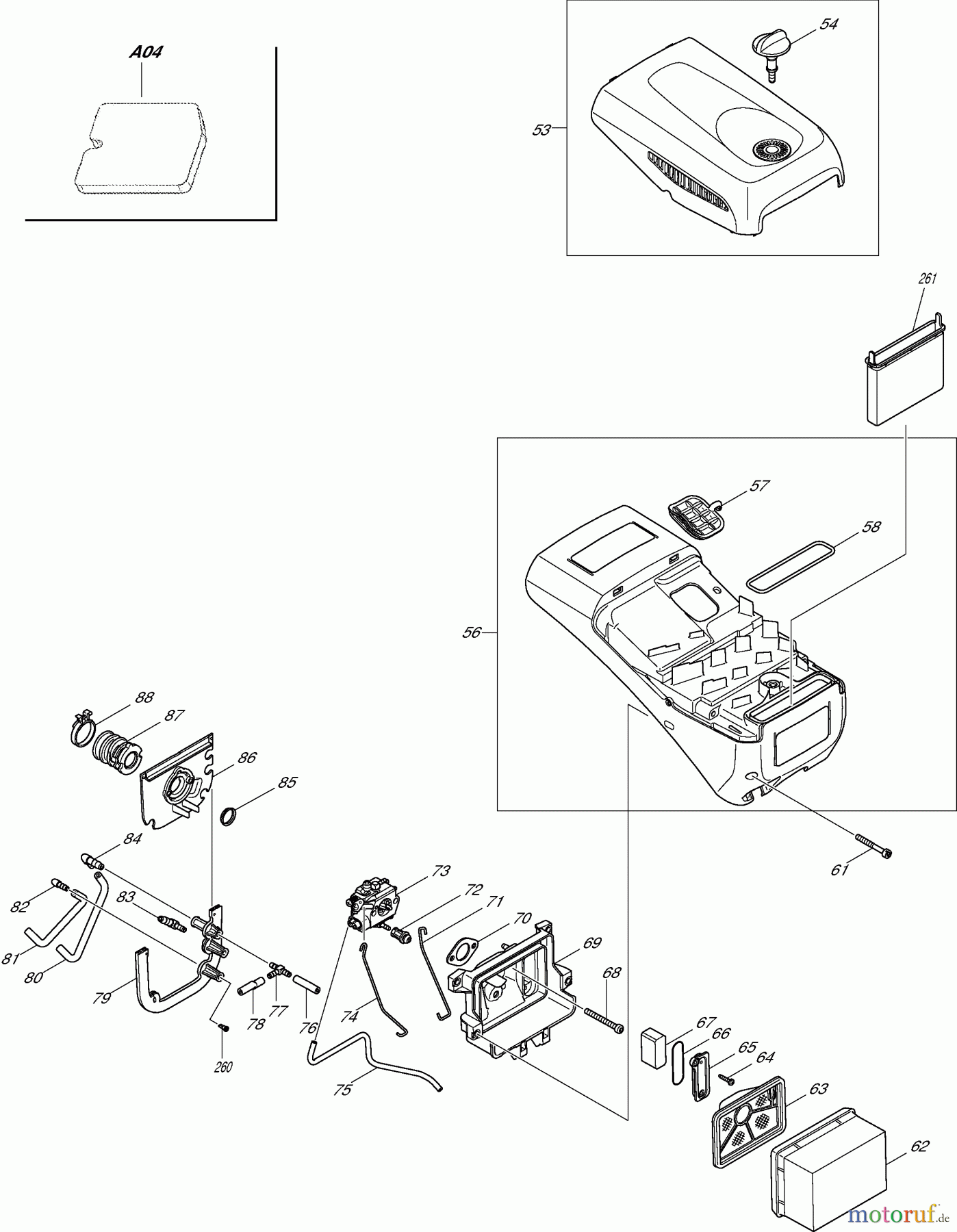 Dolmar Trennschleifer Benzin PC-7612 V 2 Abdeckhaube, Luftfilter