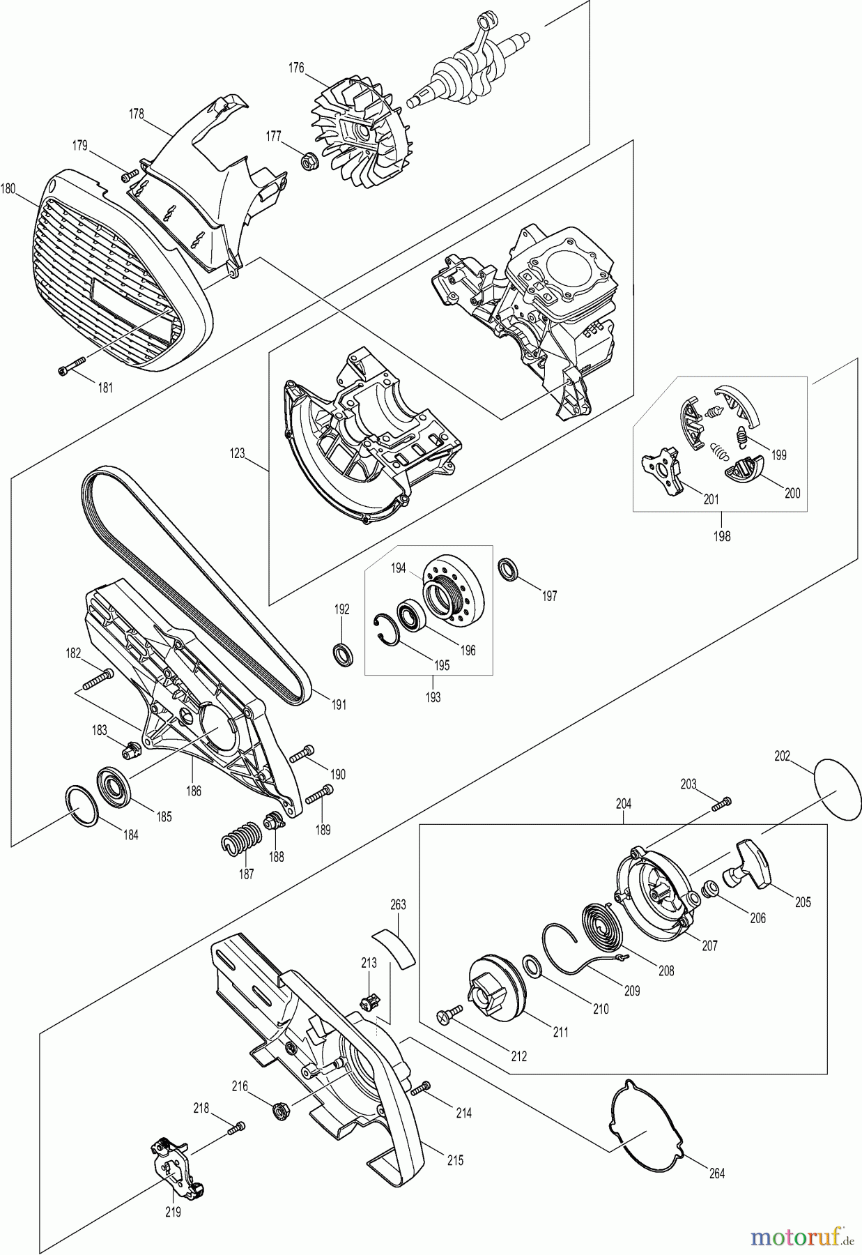 Dolmar Trennschleifer Benzin PC-7612 V 4 Kupplung, Polrad, Anwerfvorrichtung