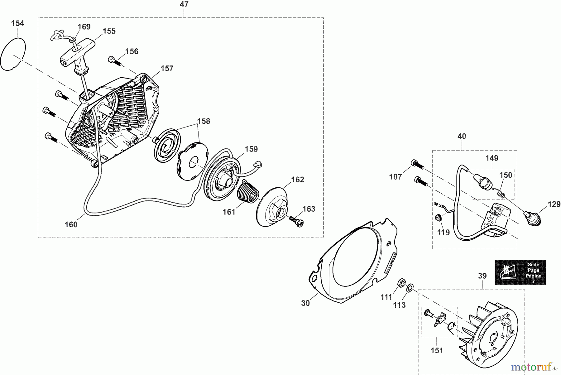 Dolmar Kettensägen Benzin Kettensäge PS6100H 4 Anwerfvorrichtung, Magnetzünder