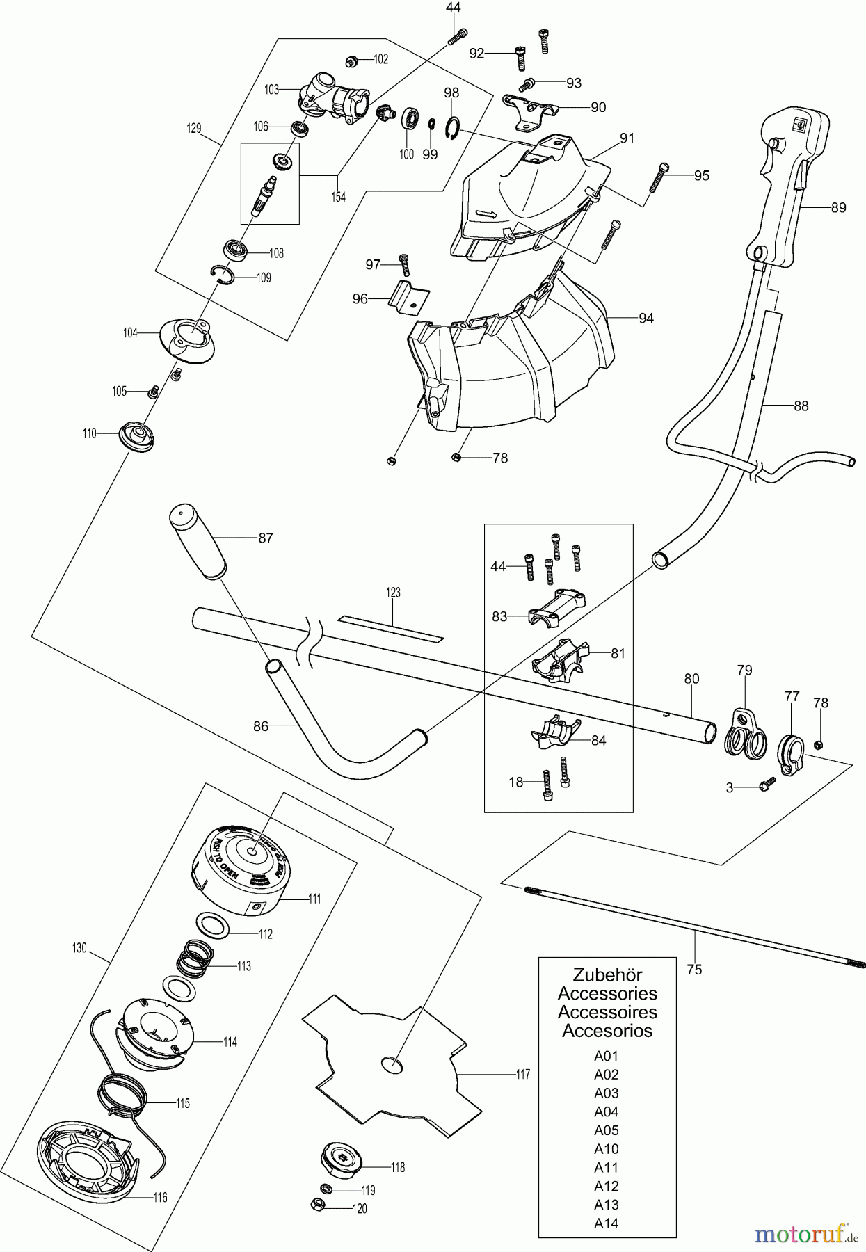 Dolmar Motorsensen & Trimmer Benzin 2-Takt MS27U 3 Hauptrohr, Griff, Schutzhaube, Getriebegehäuse, Zubehör