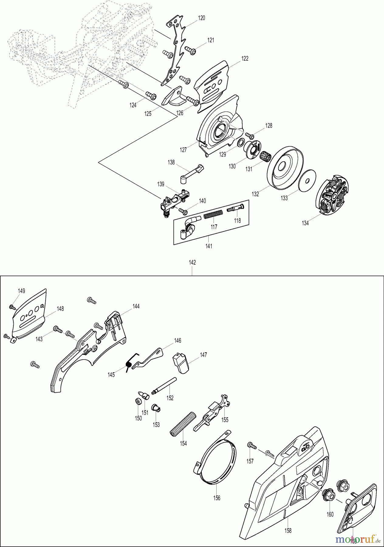  Dolmar Kettensägen Benzin Kettensäge PS352 4  Kupplung, Kettenradschutz