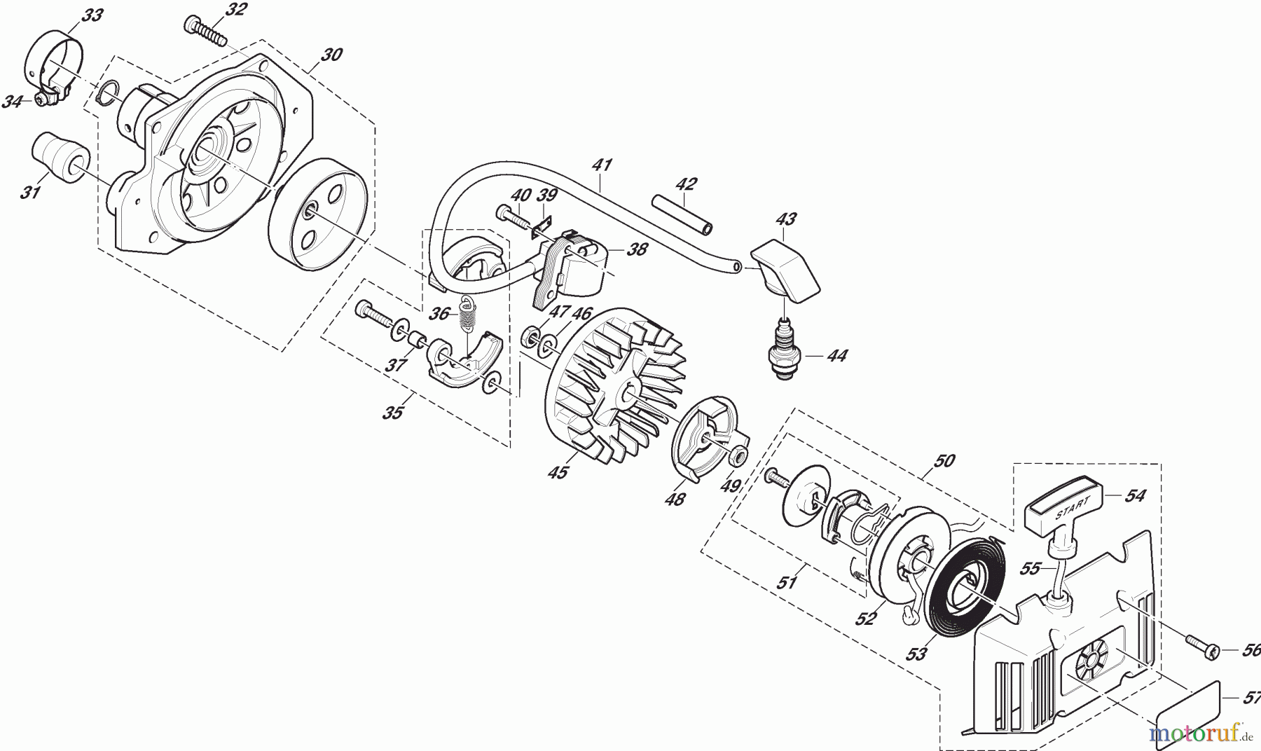 Dolmar Motorsensen & Trimmer Benzin 2-Takt MS3311U 2 Kupplung, Polrad, Anwerfvorrichtung