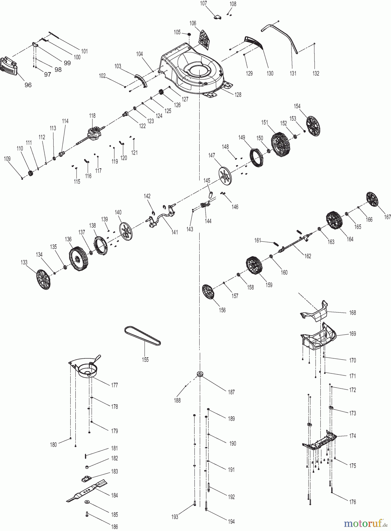  Dolmar Rasenmäher Benzin PM4602SR 2  Gehäuse, Räder, Messer