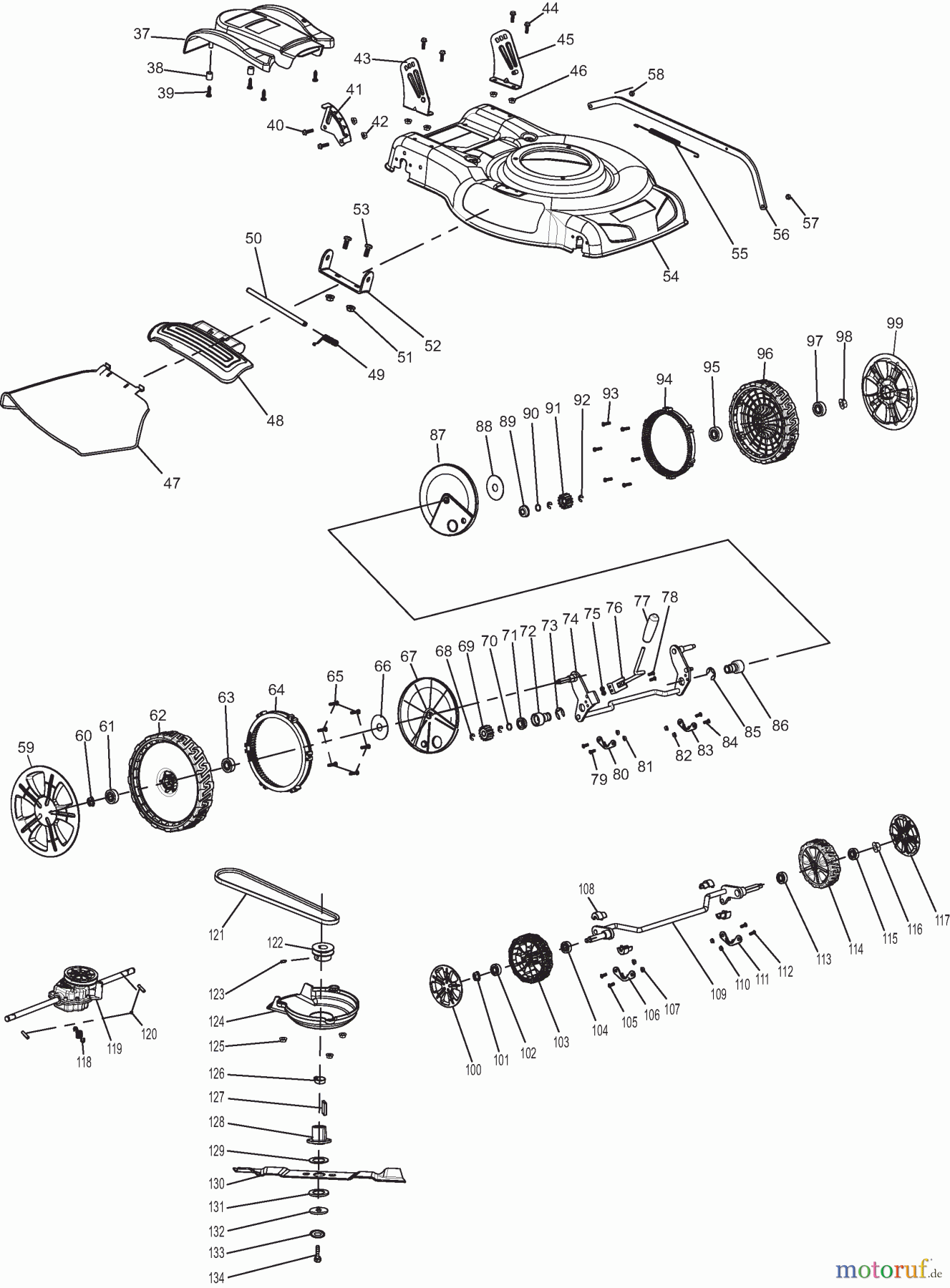 Dolmar Rasenmäher Benzin PM5120SR 2 Deck, Räder, Messer