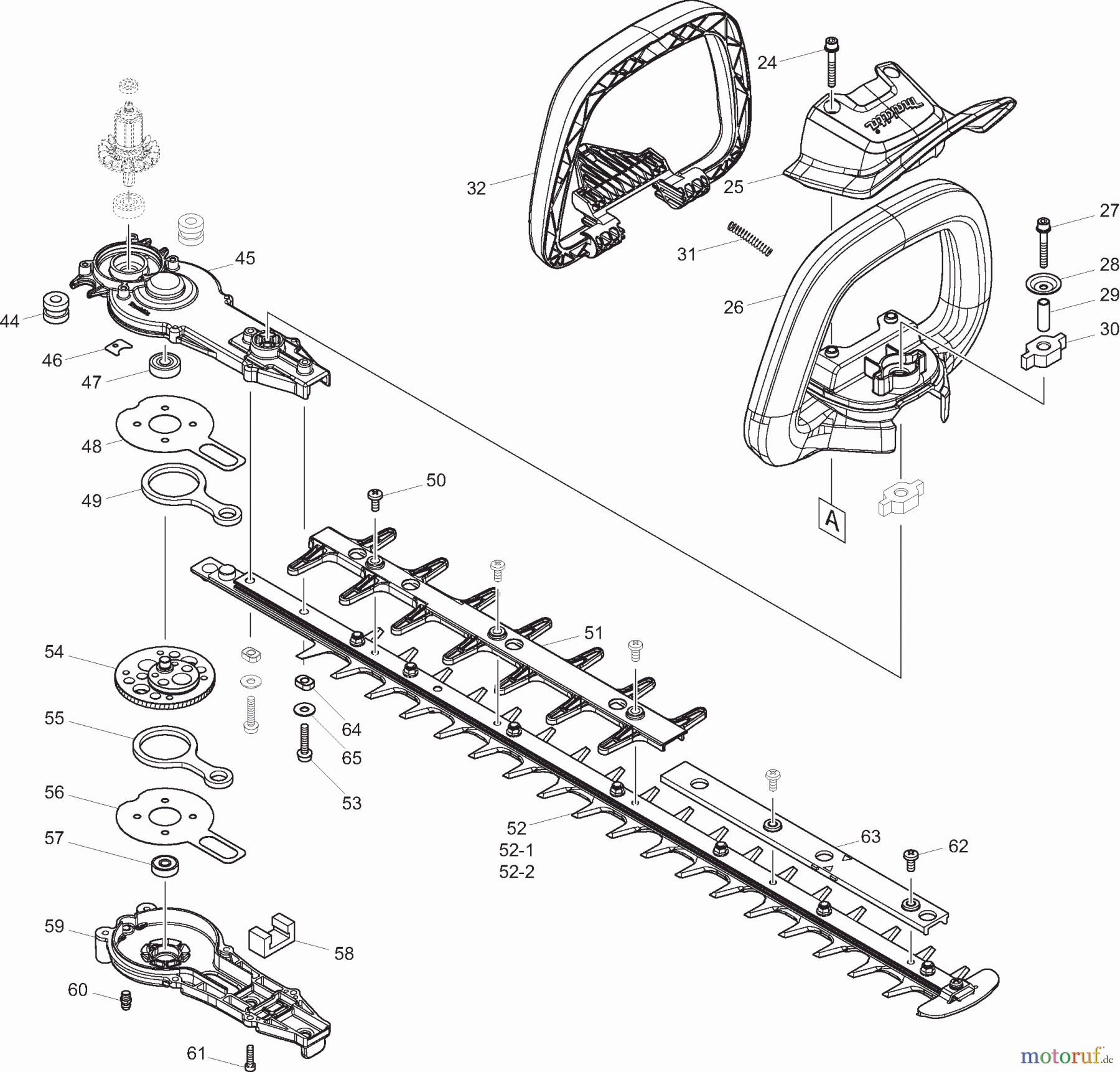 Dolmar Heckenscheren Akku DUH601 2 Bügelgriff, Getriebe, Scherblatt