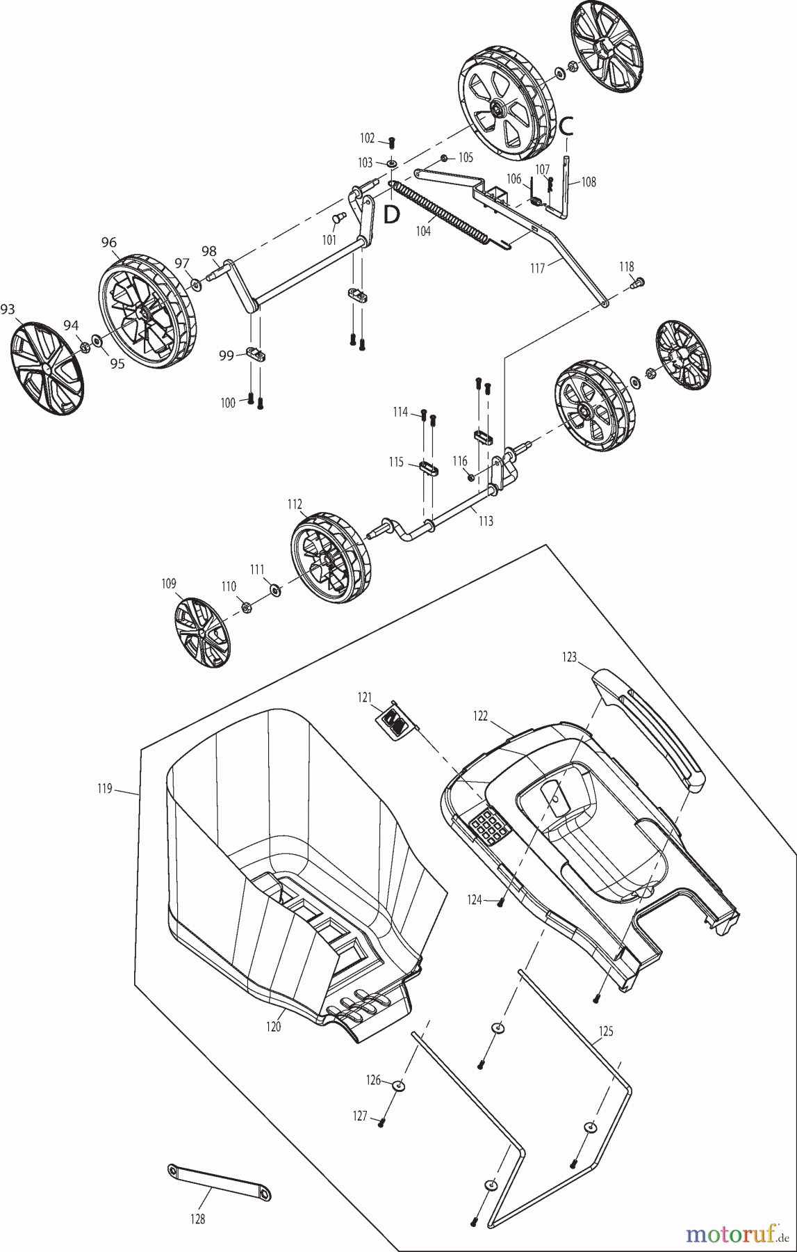  Dolmar Rasenmäher Elektro EM331 3  Grasfangkorb, Räder