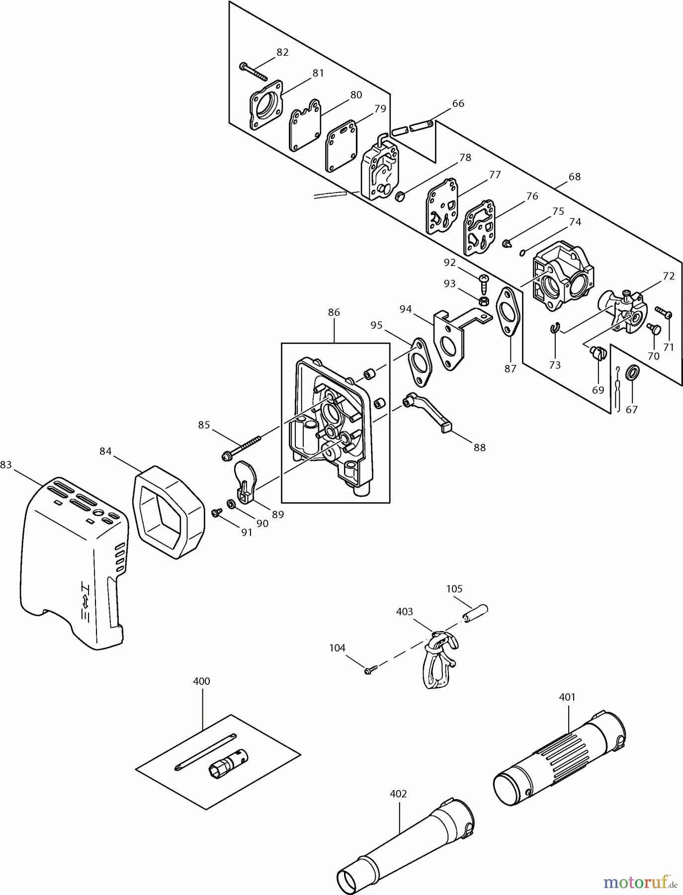 Dolmar Blasgeräte Benzin PB-250 (USA) 2 Luftfilter, Vergaser, Zubehör