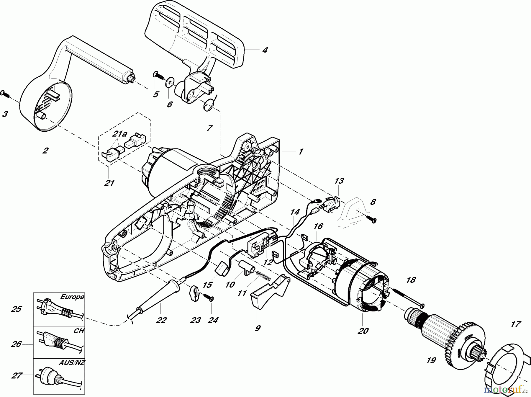  Dolmar Kettensägen Elektro Kettensäge ES-40 A 1  Gehäuse links, Handschutz, Motor