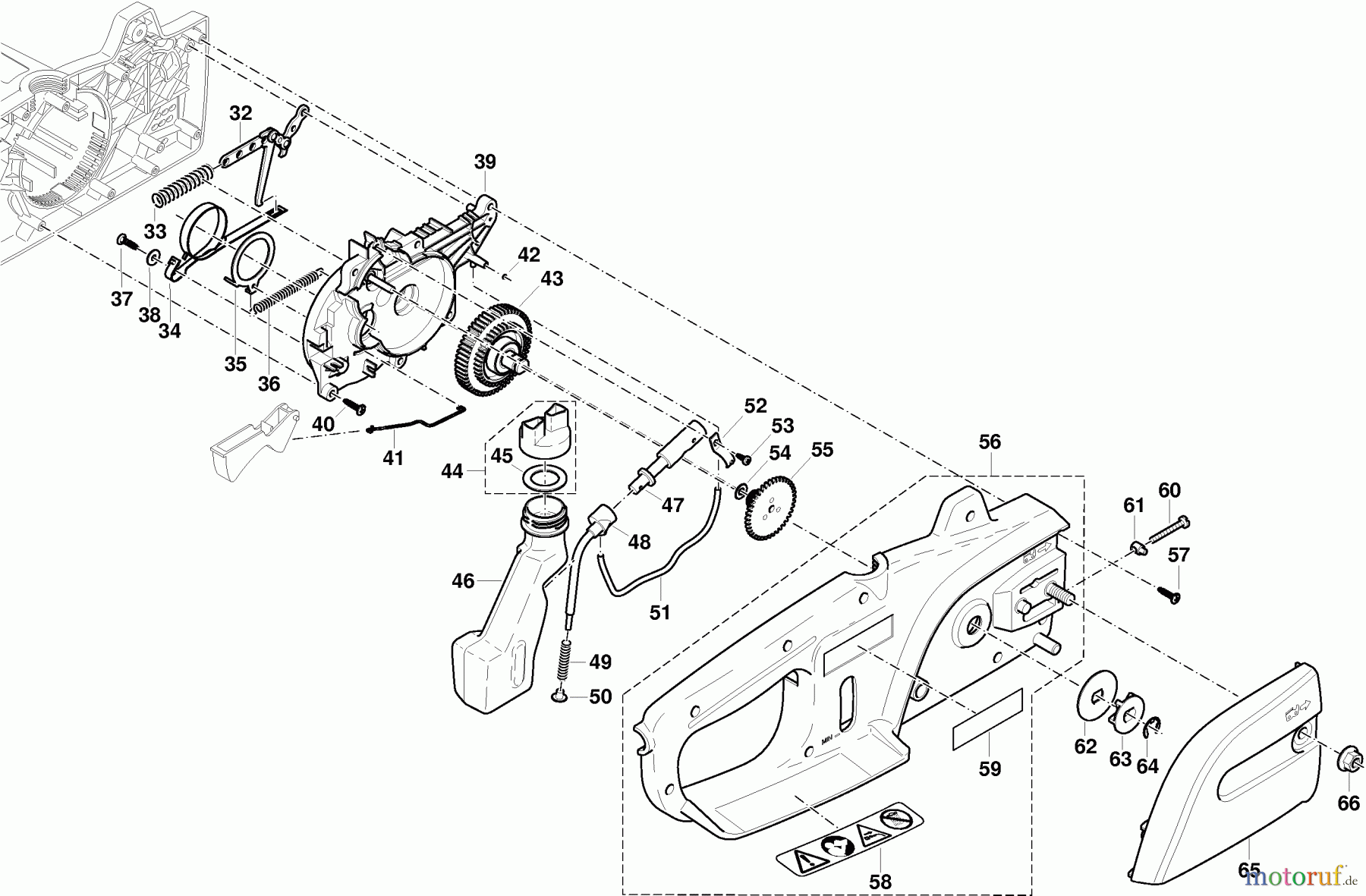  Dolmar Kettensägen Elektro Kettensäge ES-40 A 2  Gehäuse rechts, Getriebe, Kettenbremse