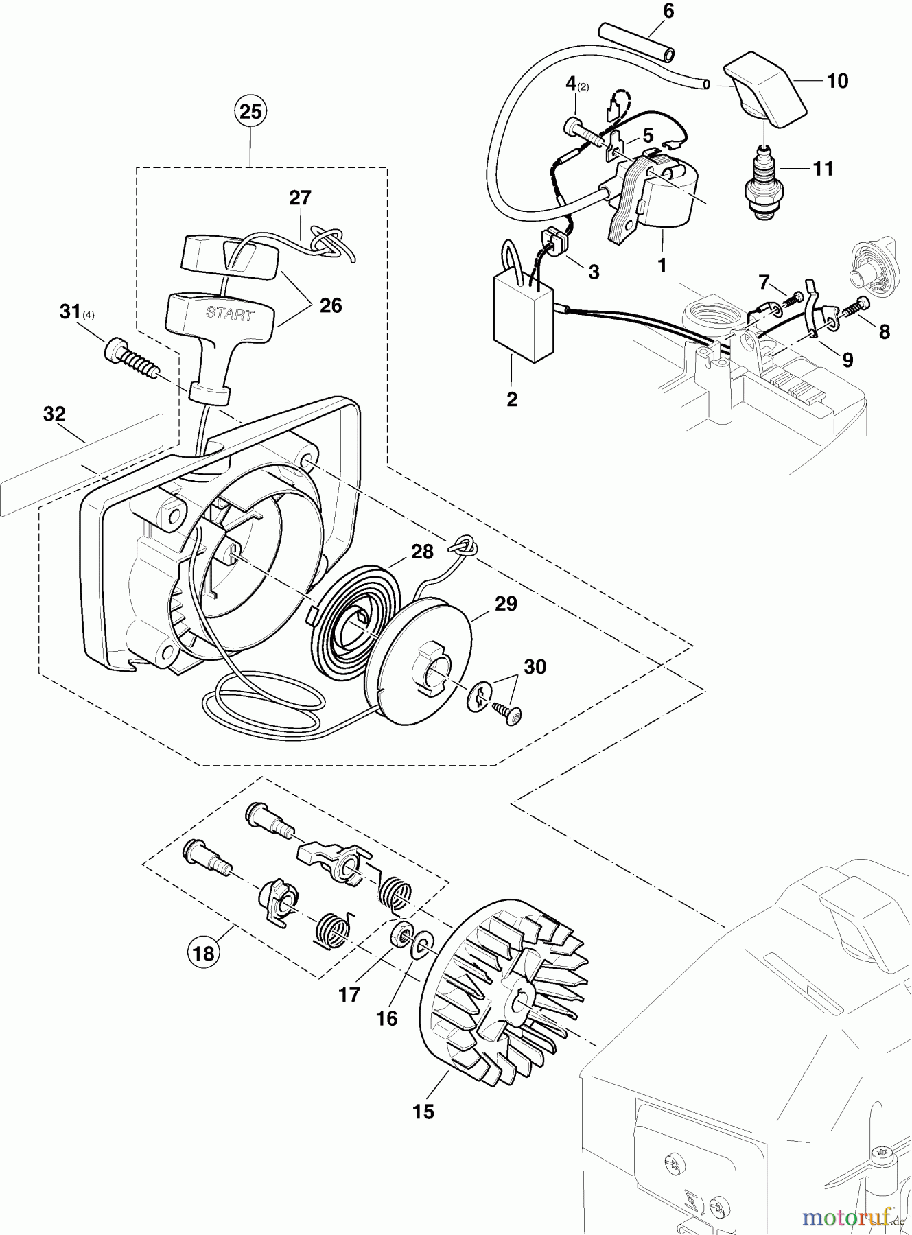 Dolmar Hochdruckreiniger Benzin HP-450 (->2000) 3 Zündelektronik, Anwerfvorrichtung