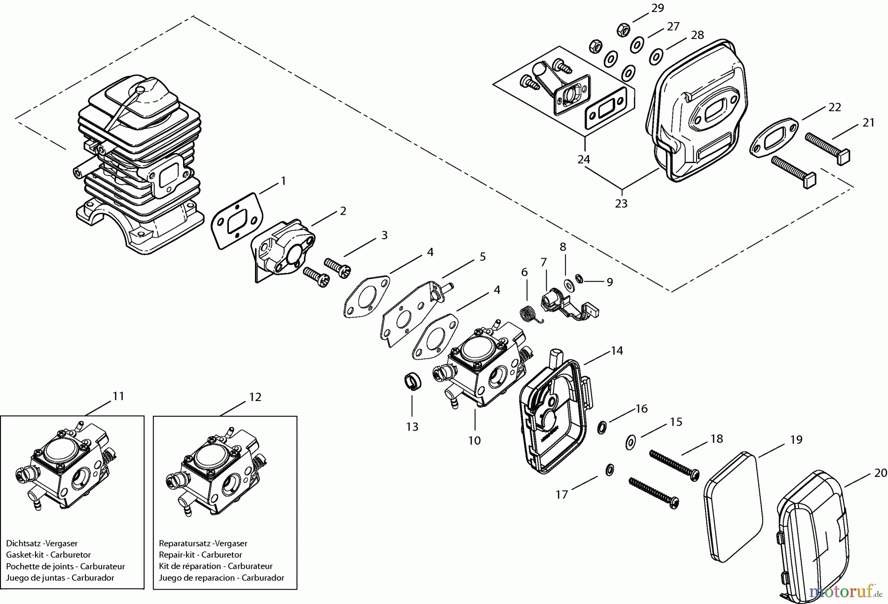 Dolmar Heckenscheren Benzin HT-2950 2 Luftfilter, Vergaser, Schalldämpfer