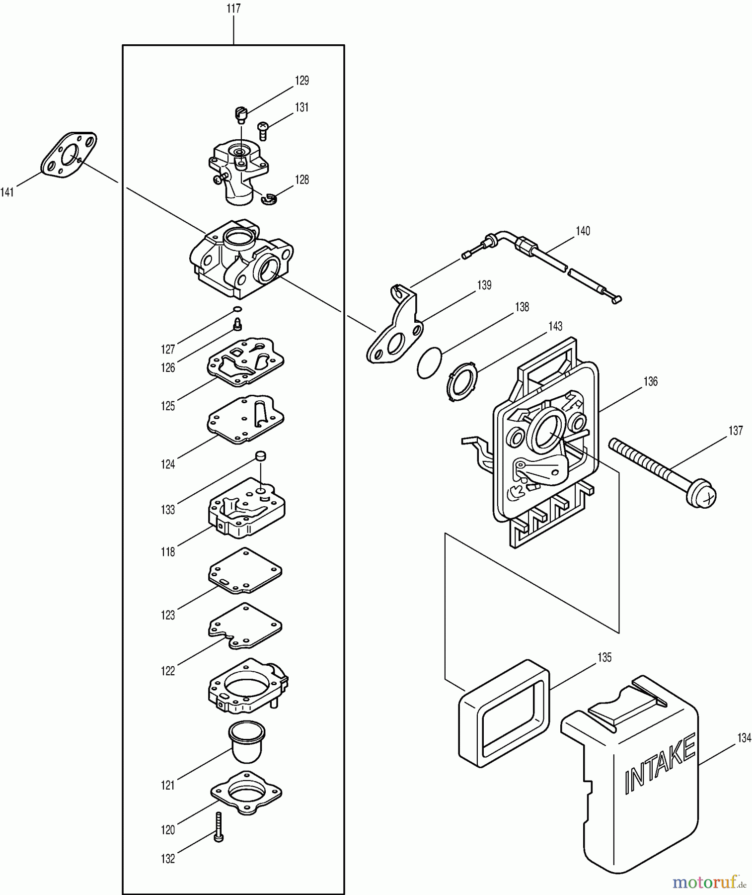 Dolmar Heckenscheren Benzin HT-2045 D (USA) 3 Vergaser, Luftfilter