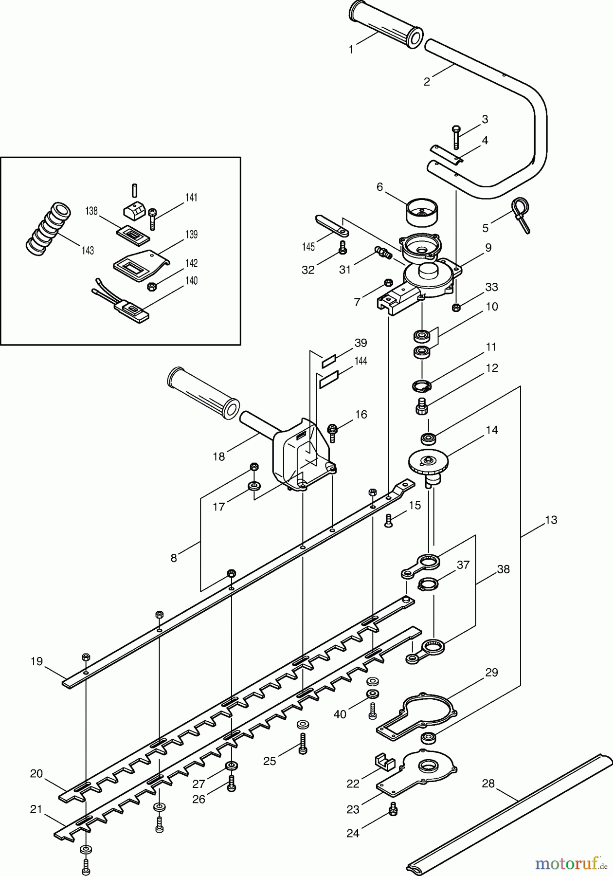 Dolmar Heckenscheren Benzin HT-2062 E (USA) 4 Griffe, Getriebe, Scherblatt